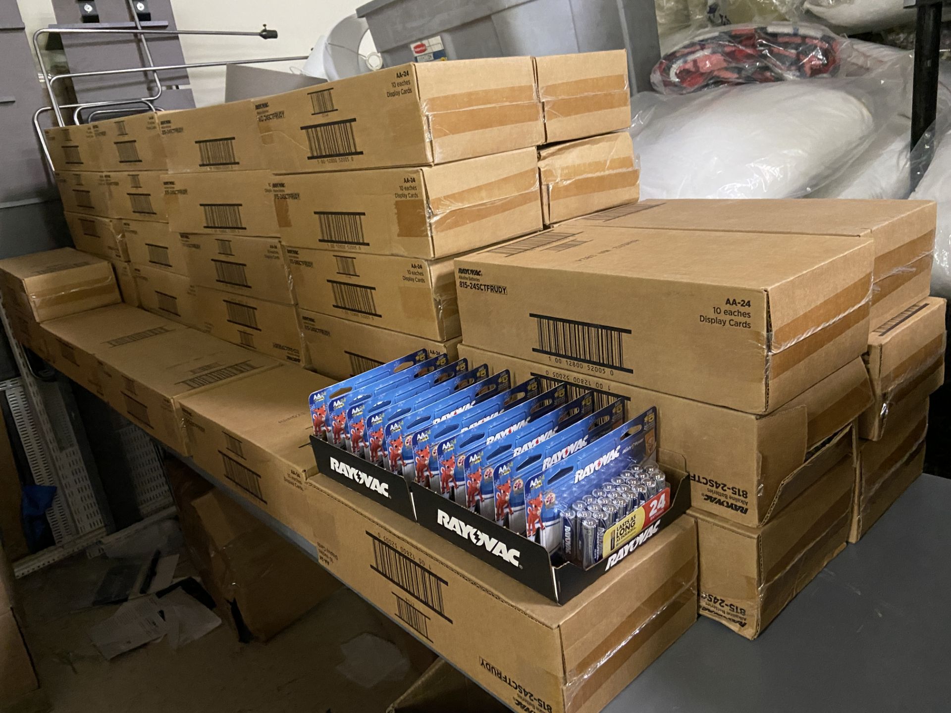 Pallet of Rayovac Batteries 24-Pack AA. New, 52 Cartons (Over 9,900 Batteries) $6,250++ in Value