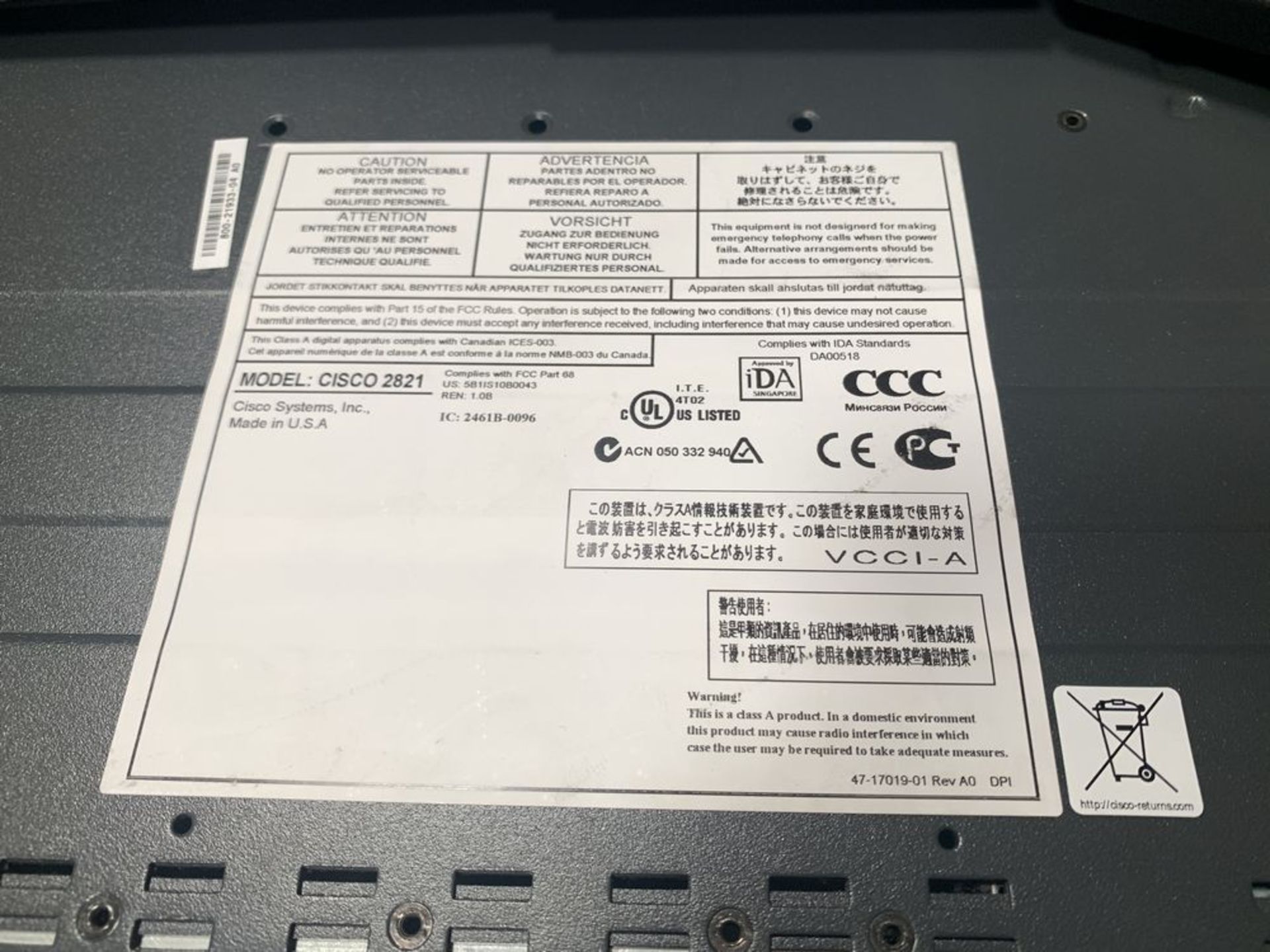 Cisco 2800 Series 2821 Integrated Services Router with Power Cable & StandWorking when last used - Image 9 of 9