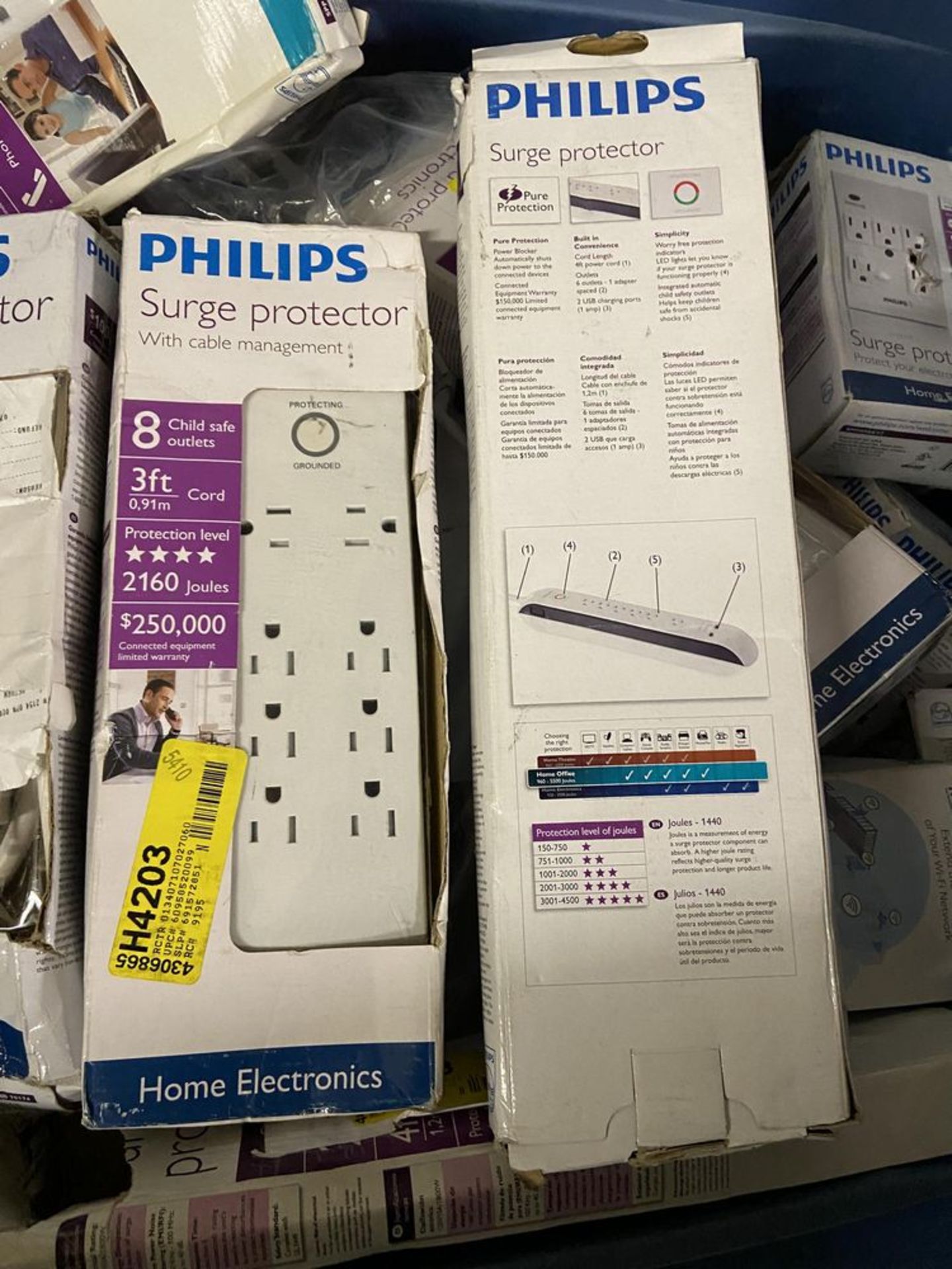 3 Large Bins of New in Box Philips Surge Protectors and Extension Cords - Image 6 of 8