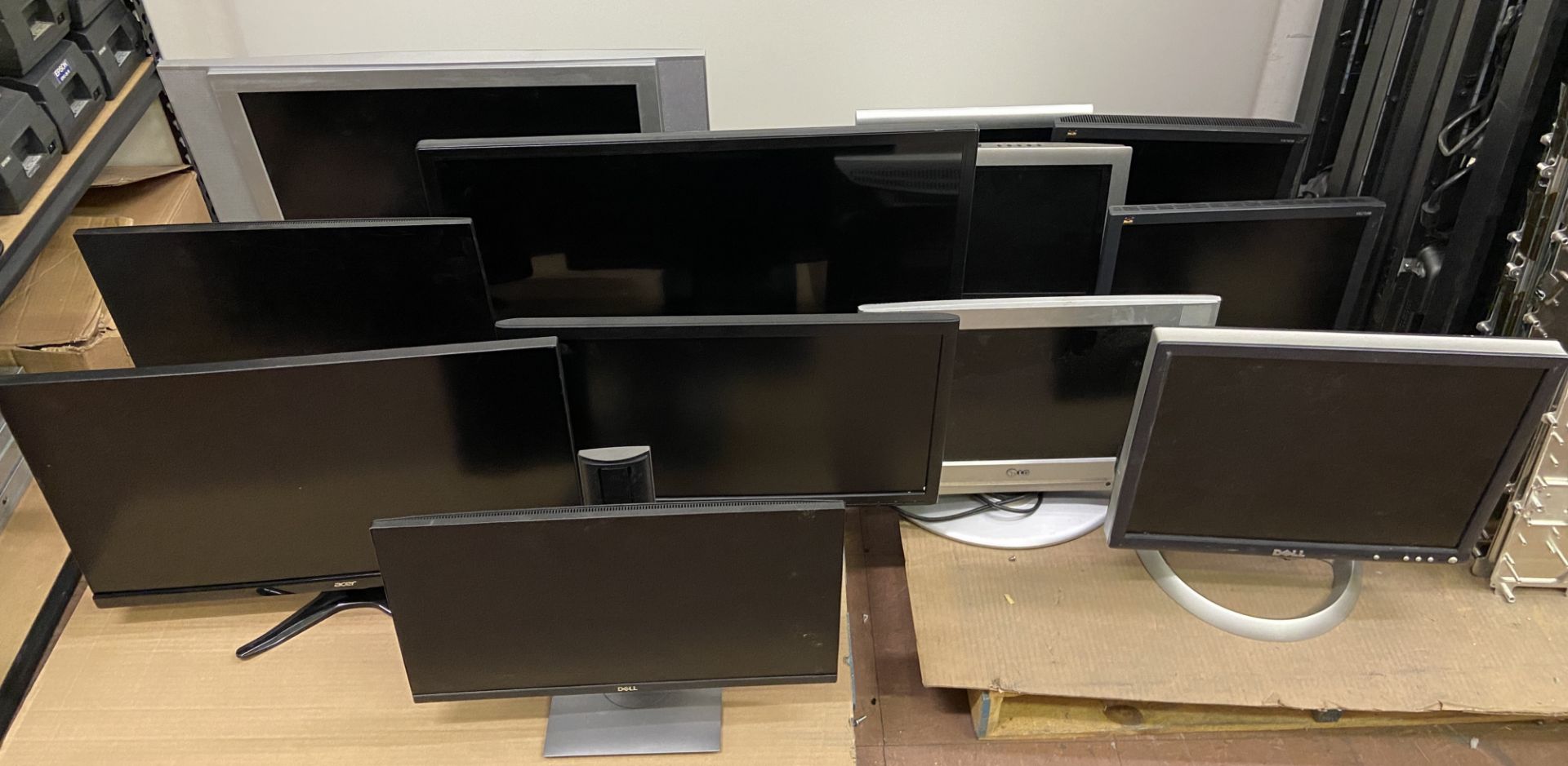 12 Assorted Computer Monitors, Various Brands and Sizes