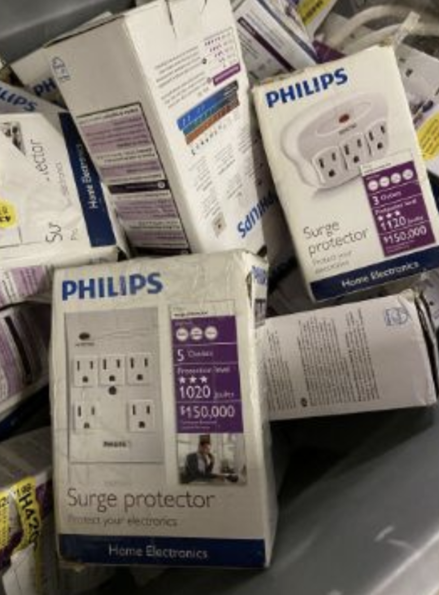 3 Large Bins of New in Box Philips Surge Protectors and Extension Cords - Image 4 of 8