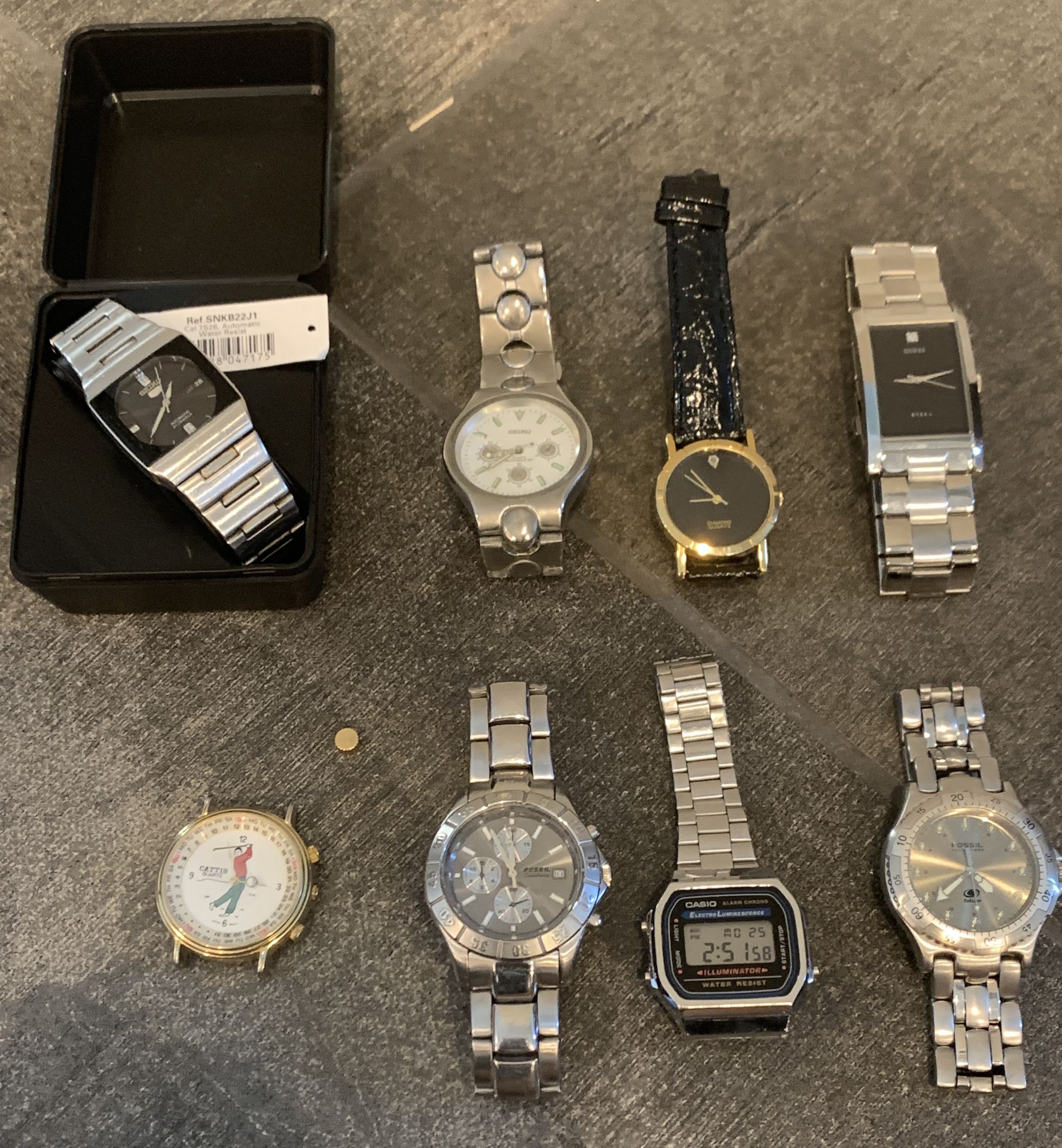 8 WATCHES MENS WOMENS WORKING, GUESS , FOSSIL , CASIO ETC