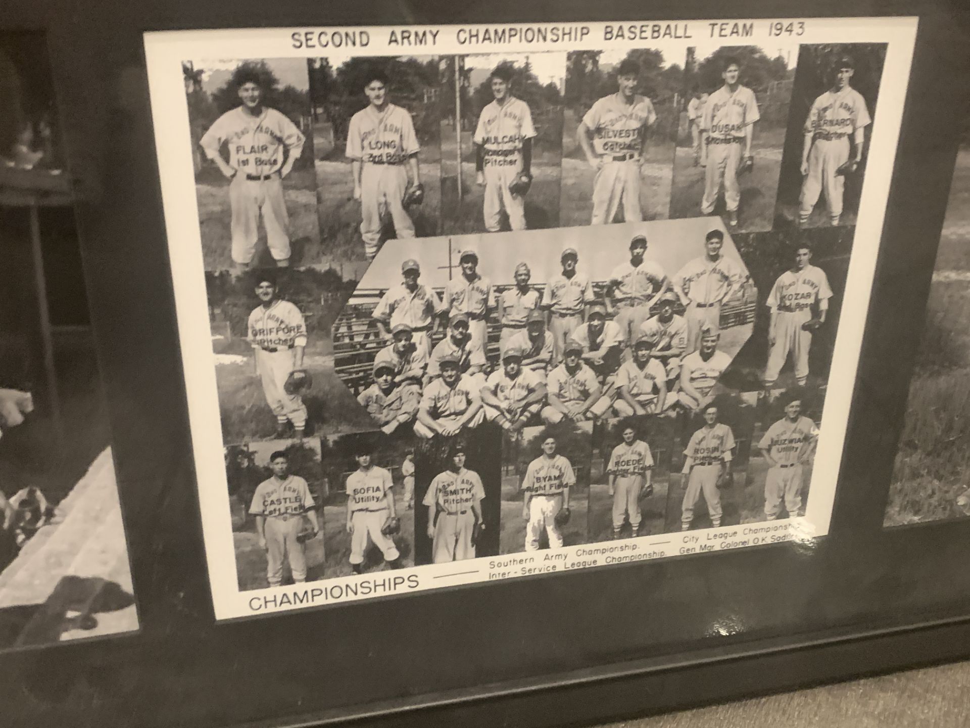 1943 SECOND ARMY FRAMED BASEBALL TEAM PHOTO 26.5X12.5" - Image 2 of 5