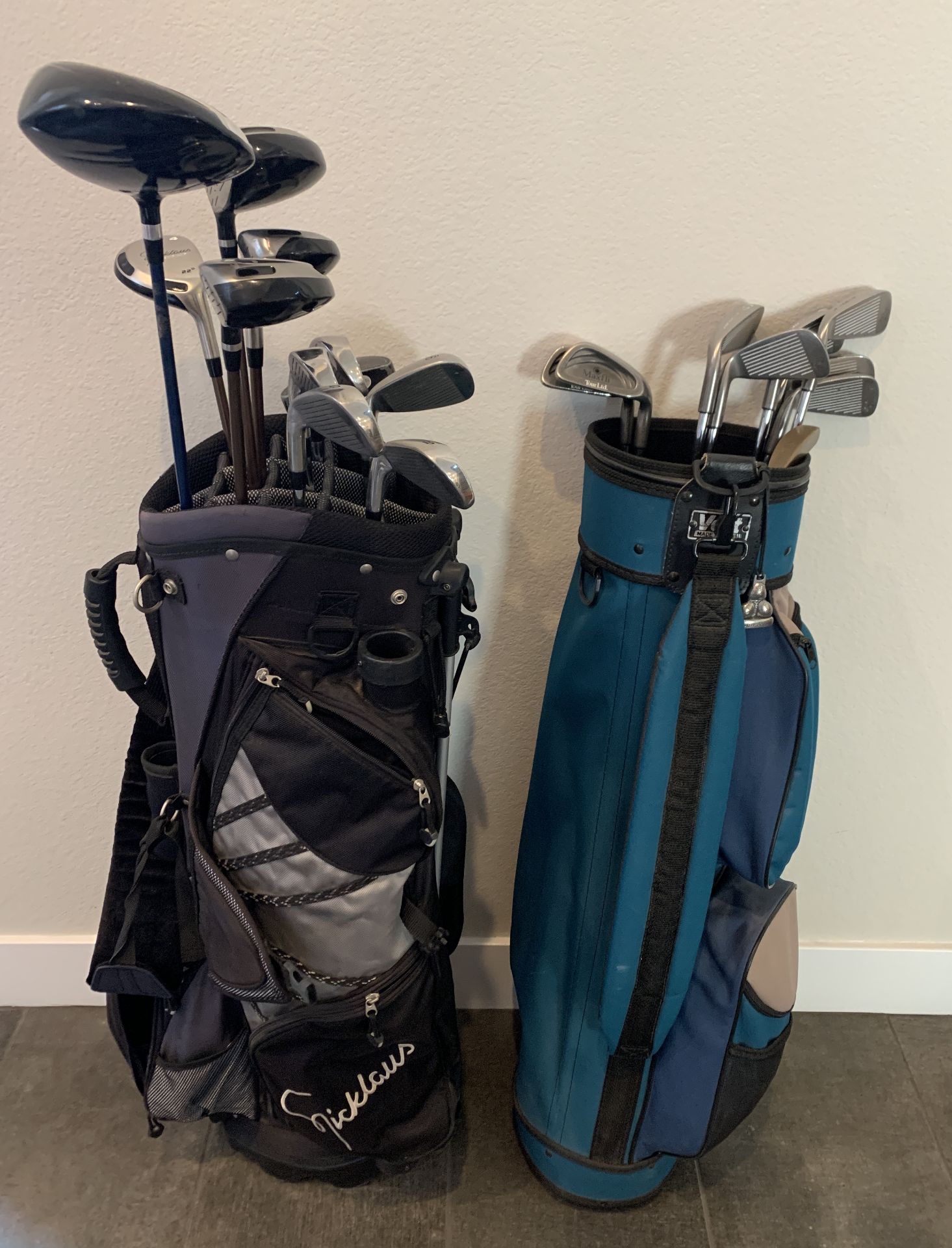 2 GOLF BAGS FILLED WITH MIXED CLUBS