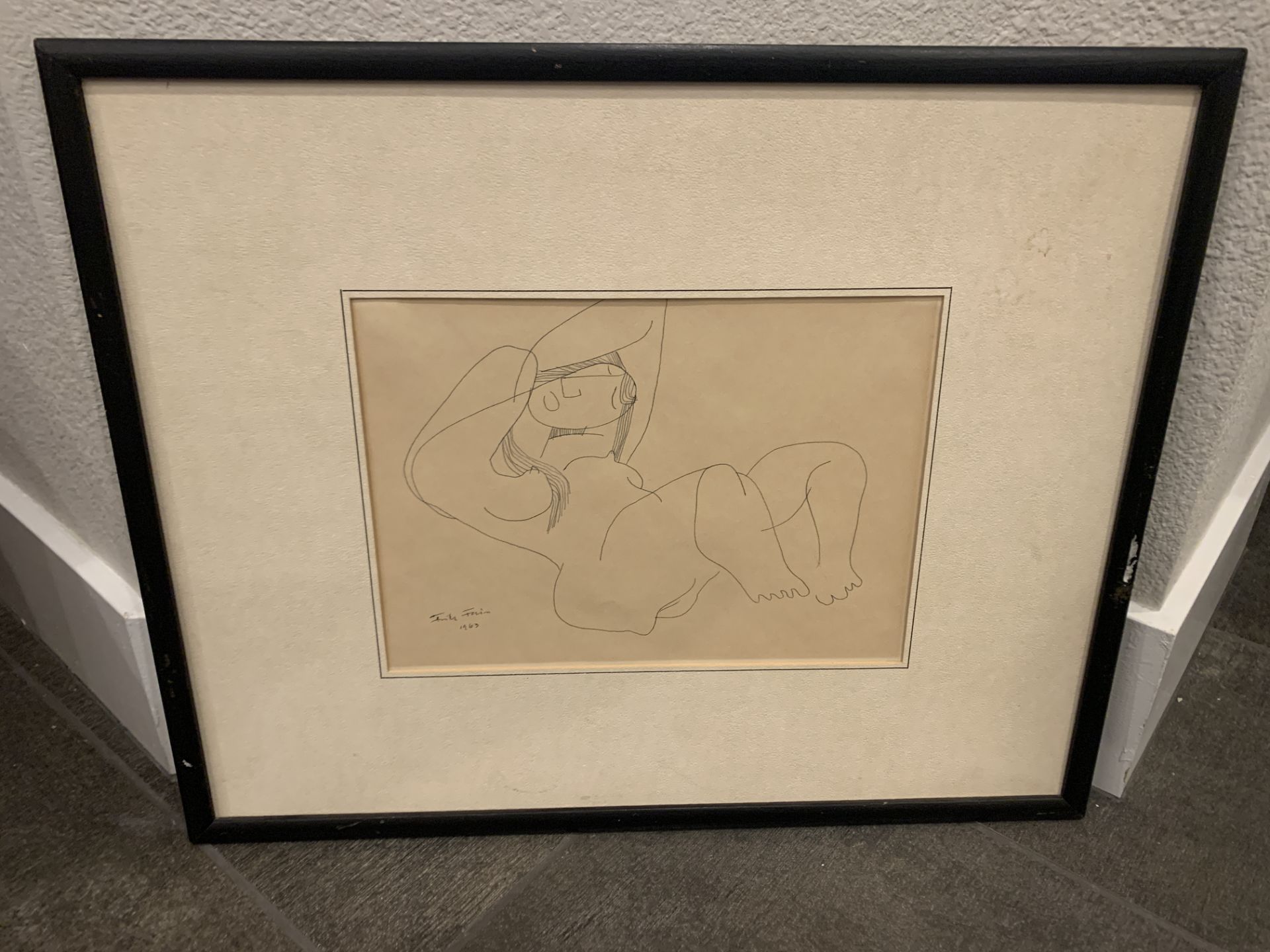 21X17" DRAWING BY HAND SIGNED FRAMED FROM 1963