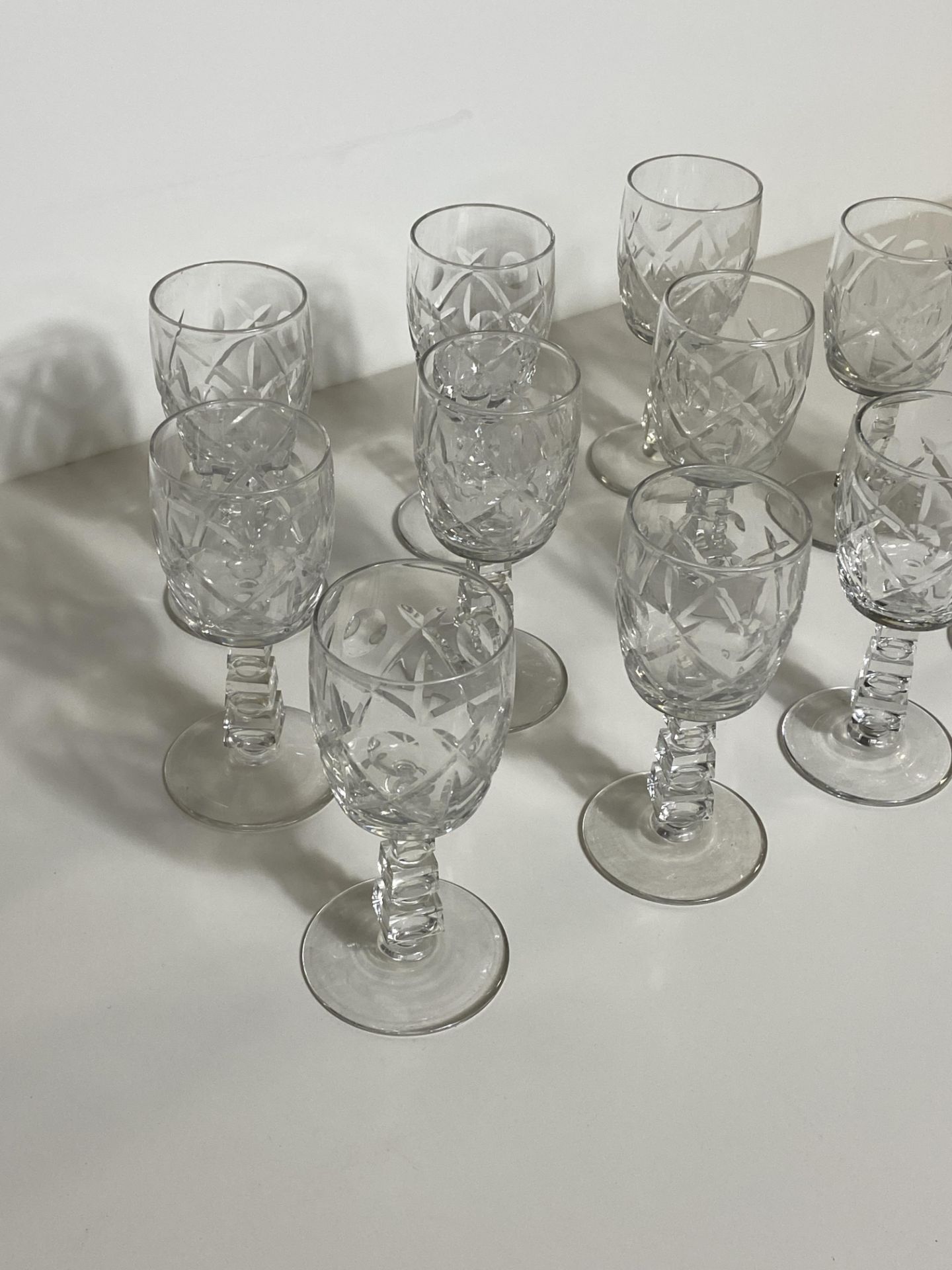 Set of 11 Crystal Glasses, Port Wine Dessert Stemware - Image 3 of 7