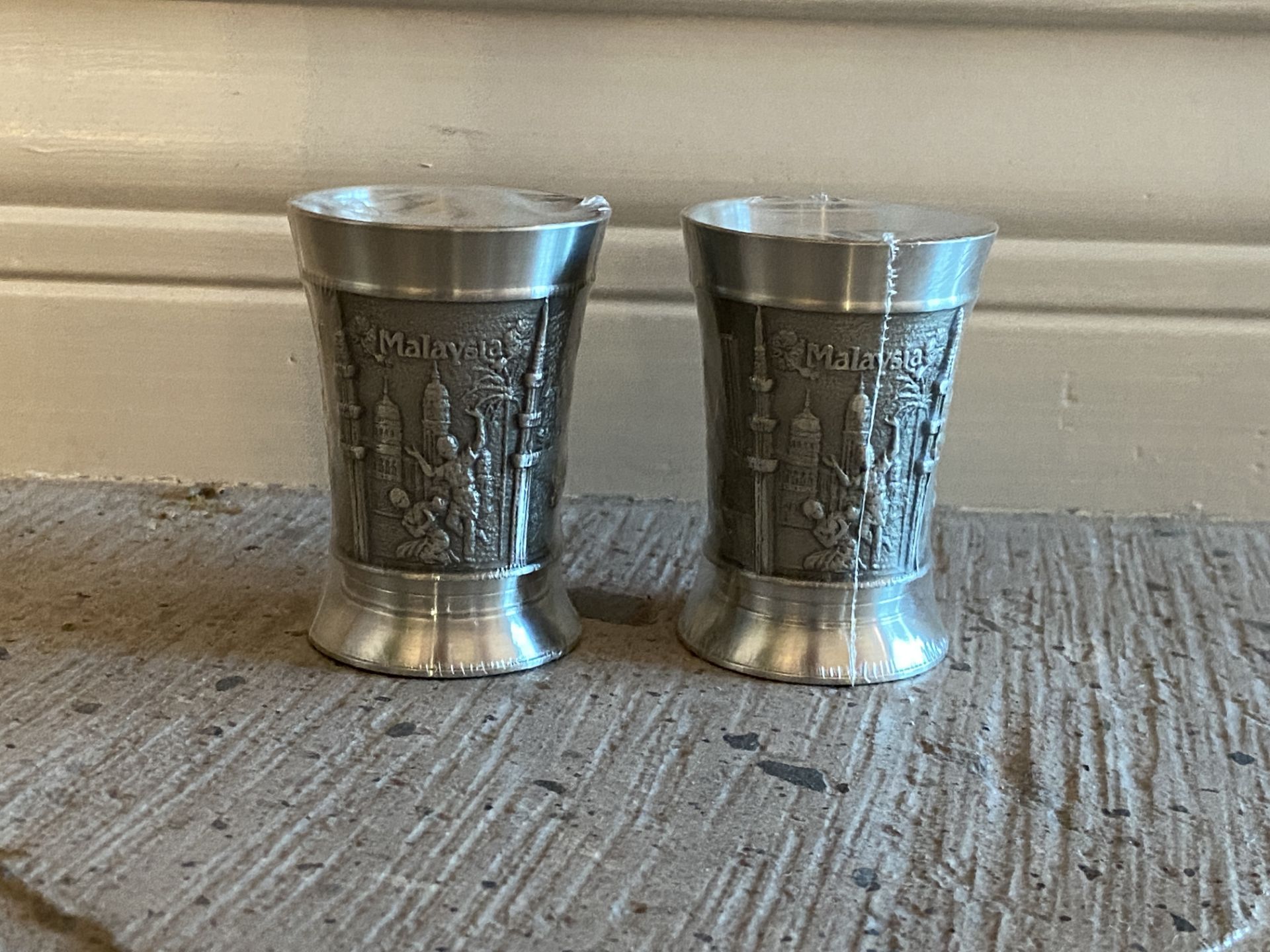 2 Crown Pewter Malaysia Shot Glasses