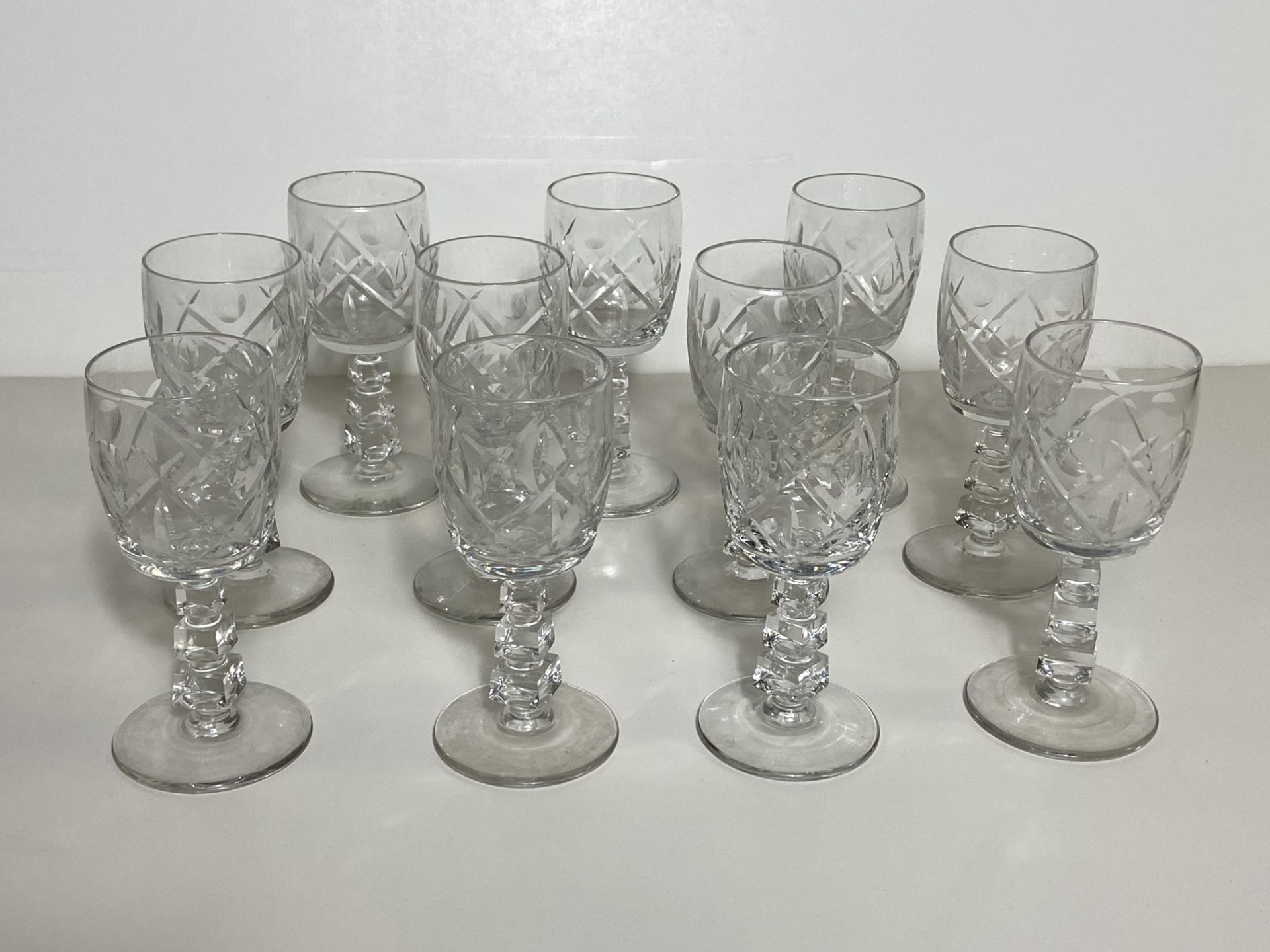 Set of 11 Crystal Glasses, Port Wine Dessert Stemware