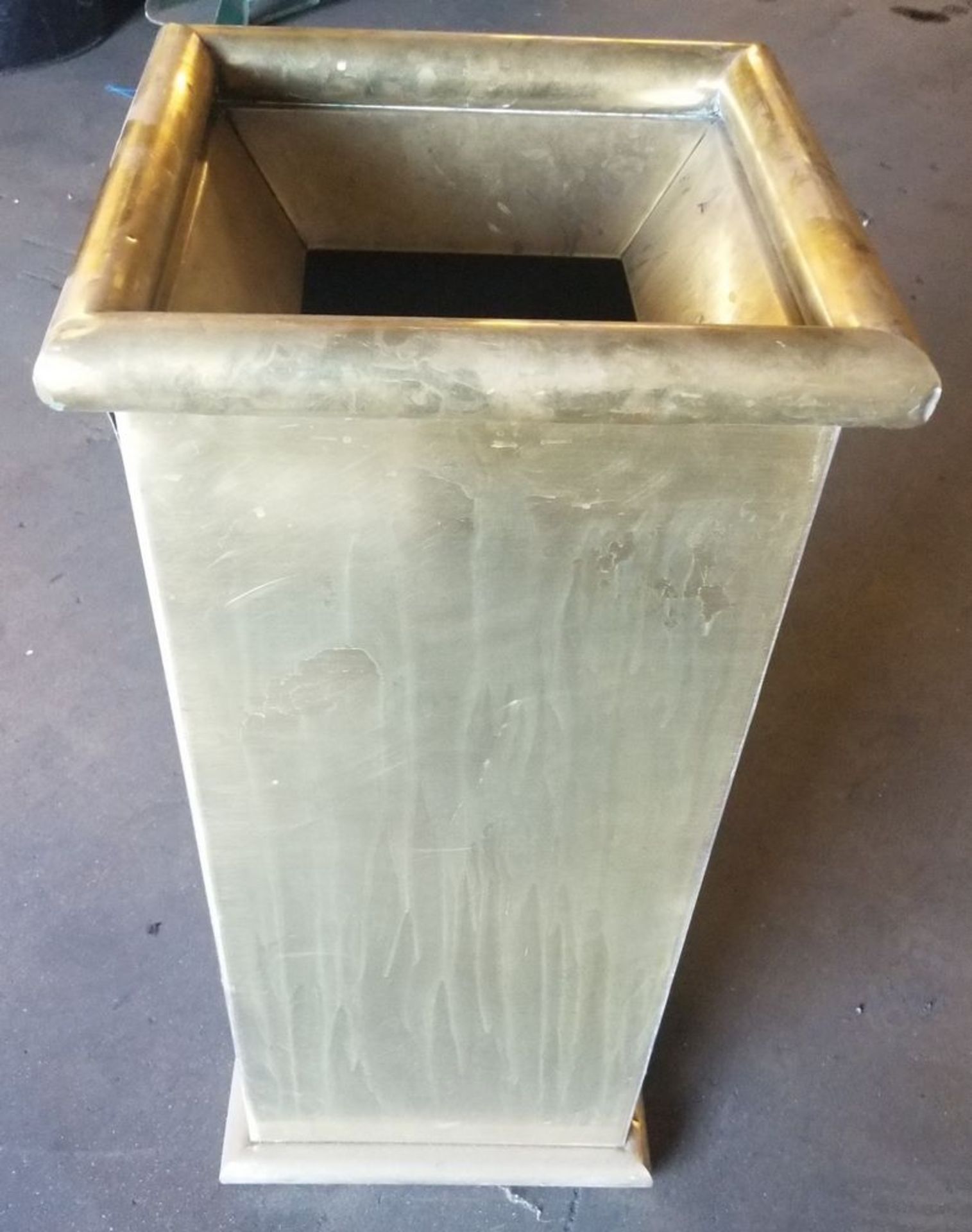 Brass Trashcan with Lid, Approximately 30"x12"x12" **Local Pick Up in LA Area.