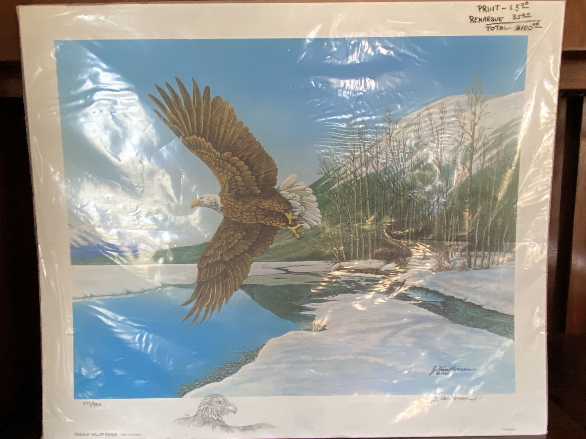 J Van Hoesen Eagle Limited Print, Number 471/950, 1981, Art with Paperwork - Image 4 of 7