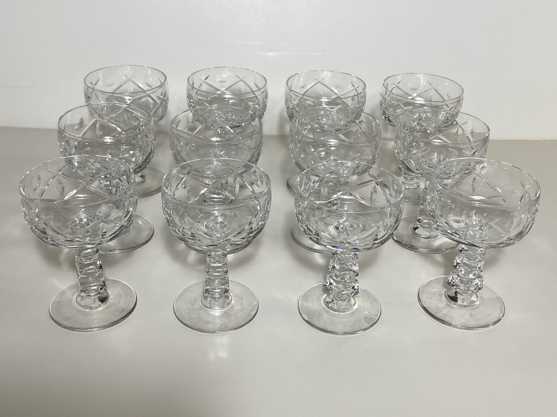 Set of 12 Crystal Glasses, Wine Goblets