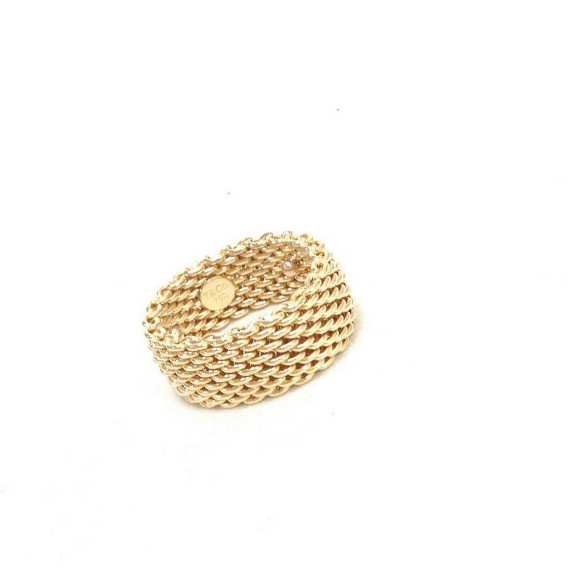 Tiffany & Co Somerset 18K Yellow Gold Mesh Pattern Band Ring, 9.8mm 14.6 Grams, Size 7.5 - Image 2 of 4