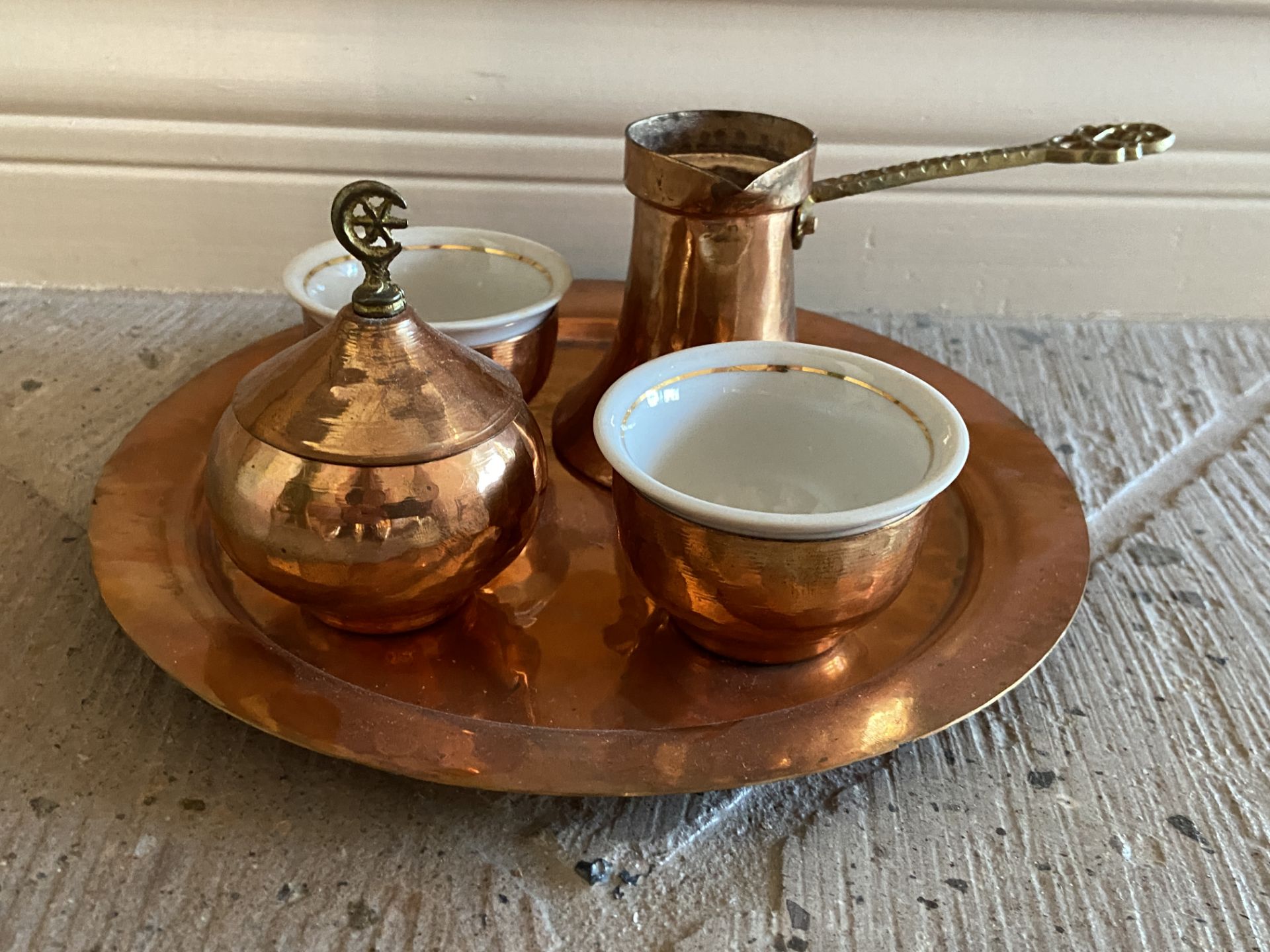 Turkish Tea Copper Set, 8 Piece