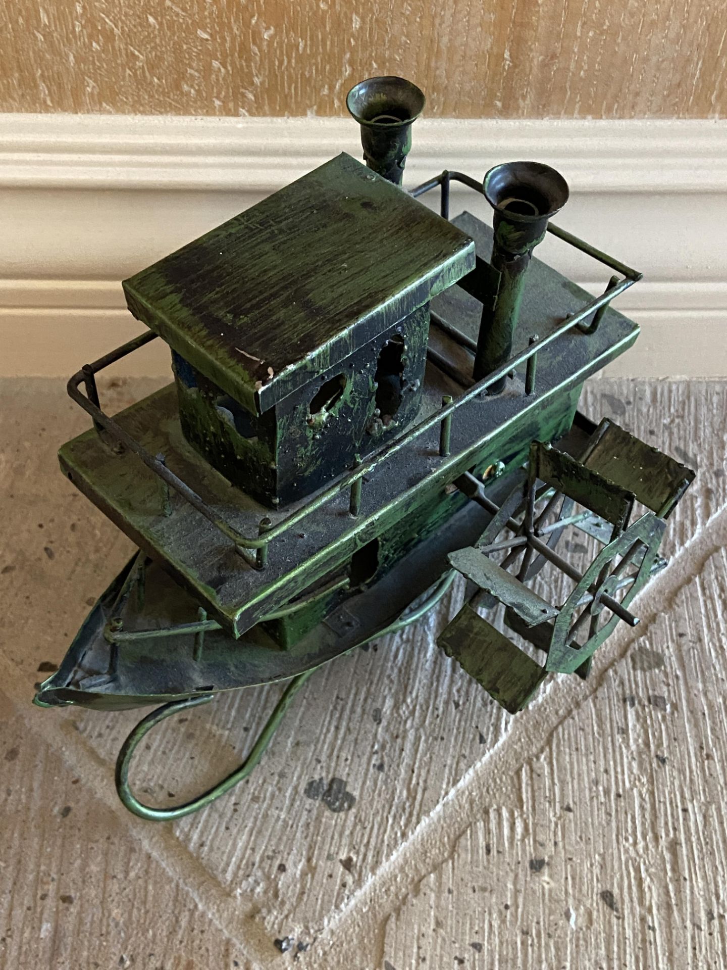 Green Metal Steamboat Music Box - Image 2 of 6