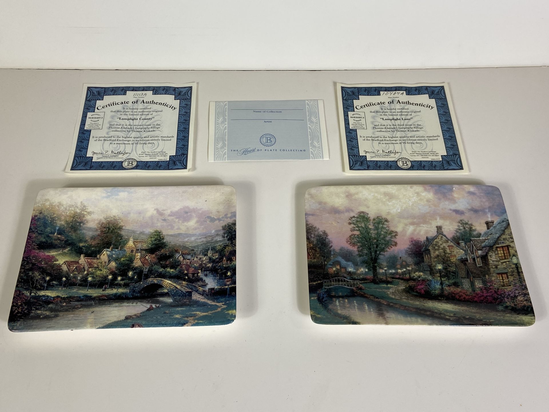 2 Thomas Kinkade Plates with Certificates of Authenticity