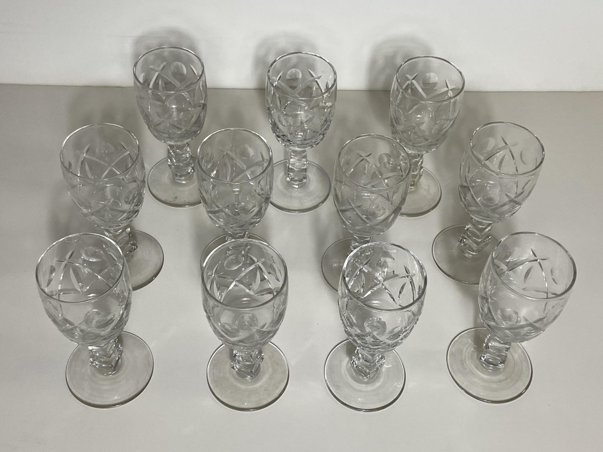 Set of 11 Crystal Glasses, Port Wine Dessert Stemware - Image 2 of 7