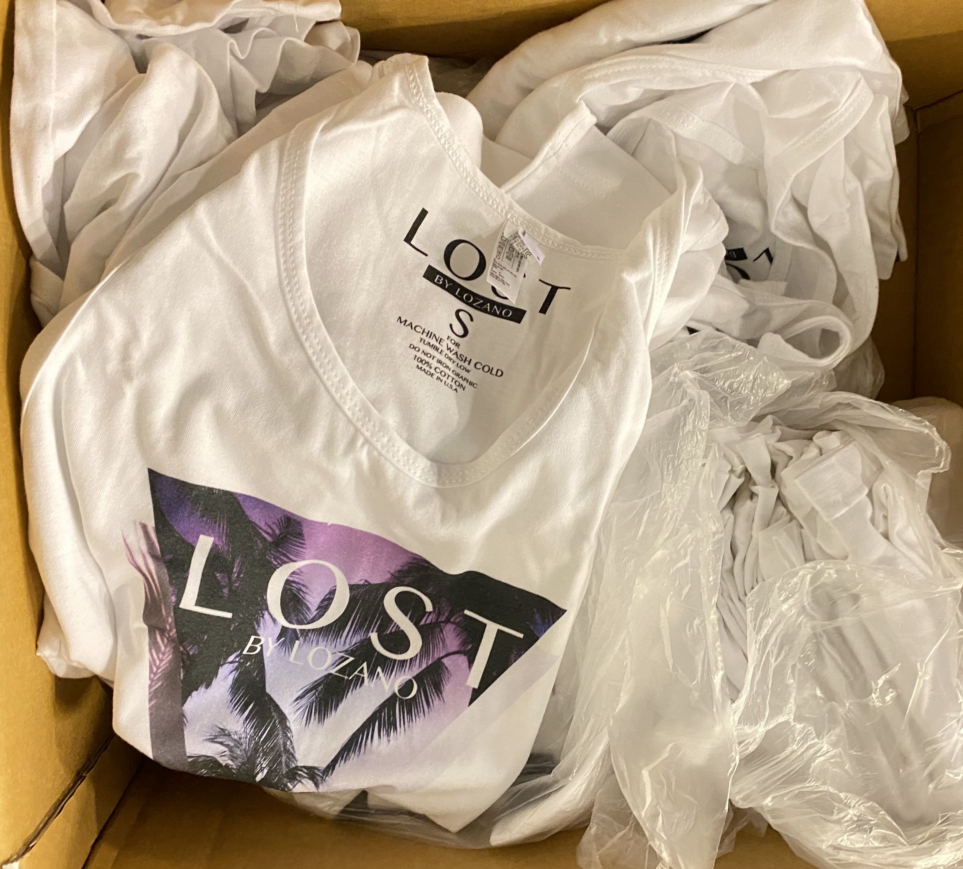 FULL BOX OF LOST BY LOZANO PRINTED COTTON T SHIRTS & TANK TOPS - Image 3 of 3