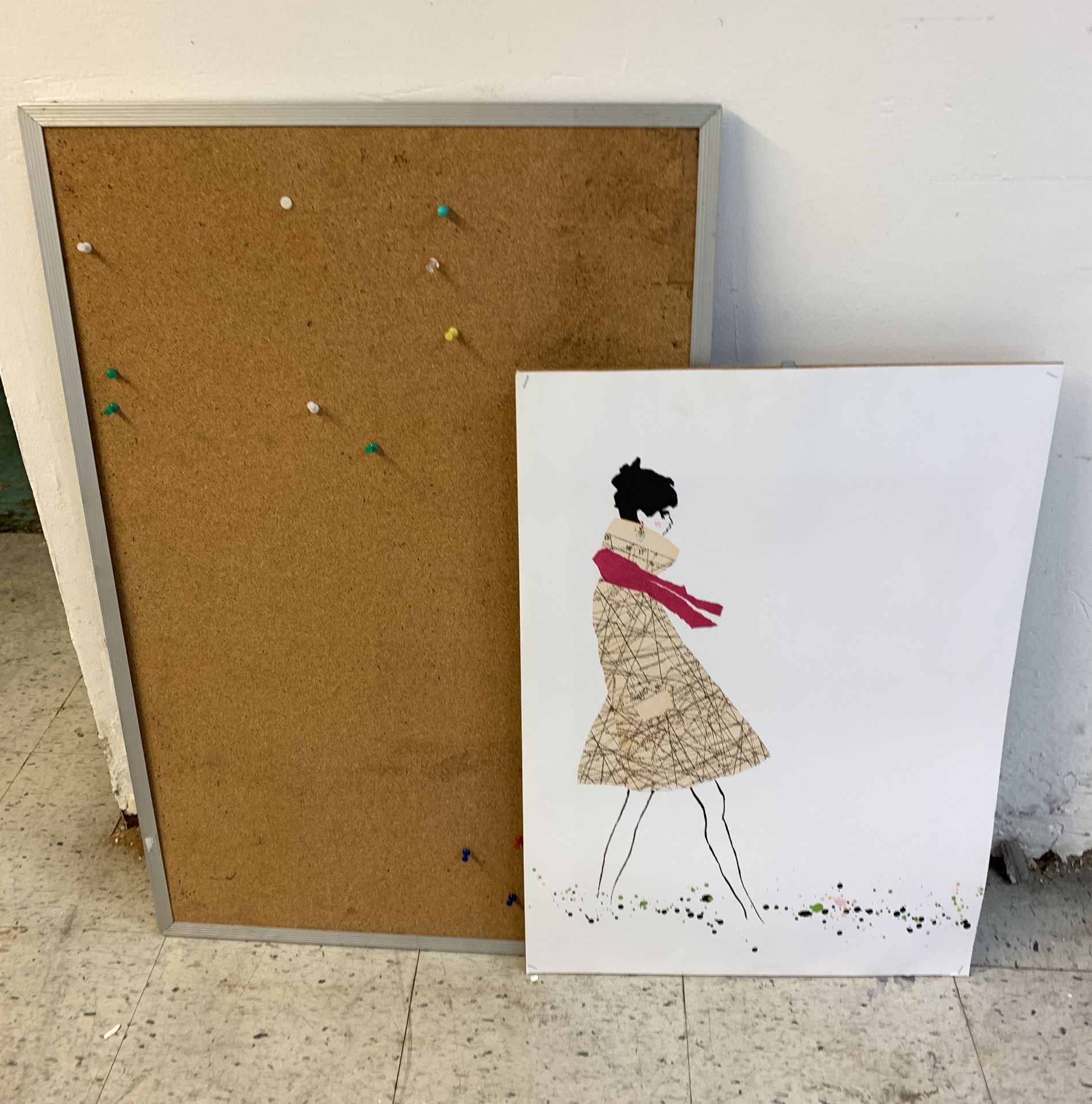 CORK BOARD + DRAWING FROM MIAMI ARTIST