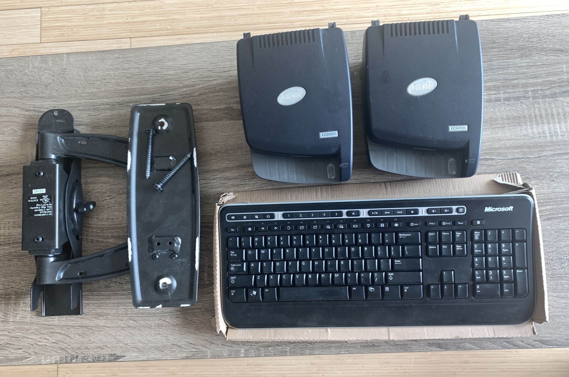 MICROSOFT WIRELESS KEYBOARD, CHECK SCANNERS AND TV BRACKET MOUNT - Image 2 of 2