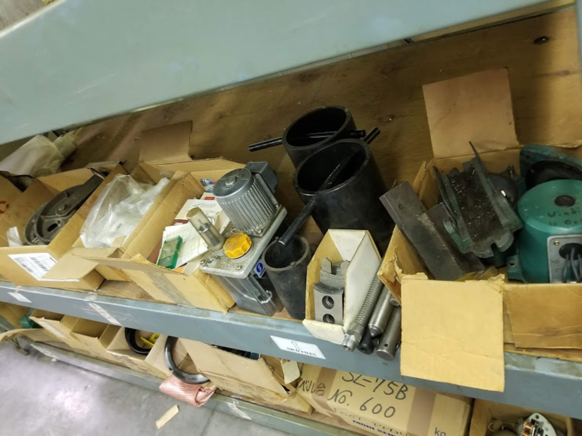 Contents of Shelf, Dayton Chain Hoist, Caster Wheels, Coolant Pump, & Misc Parts - Image 3 of 4