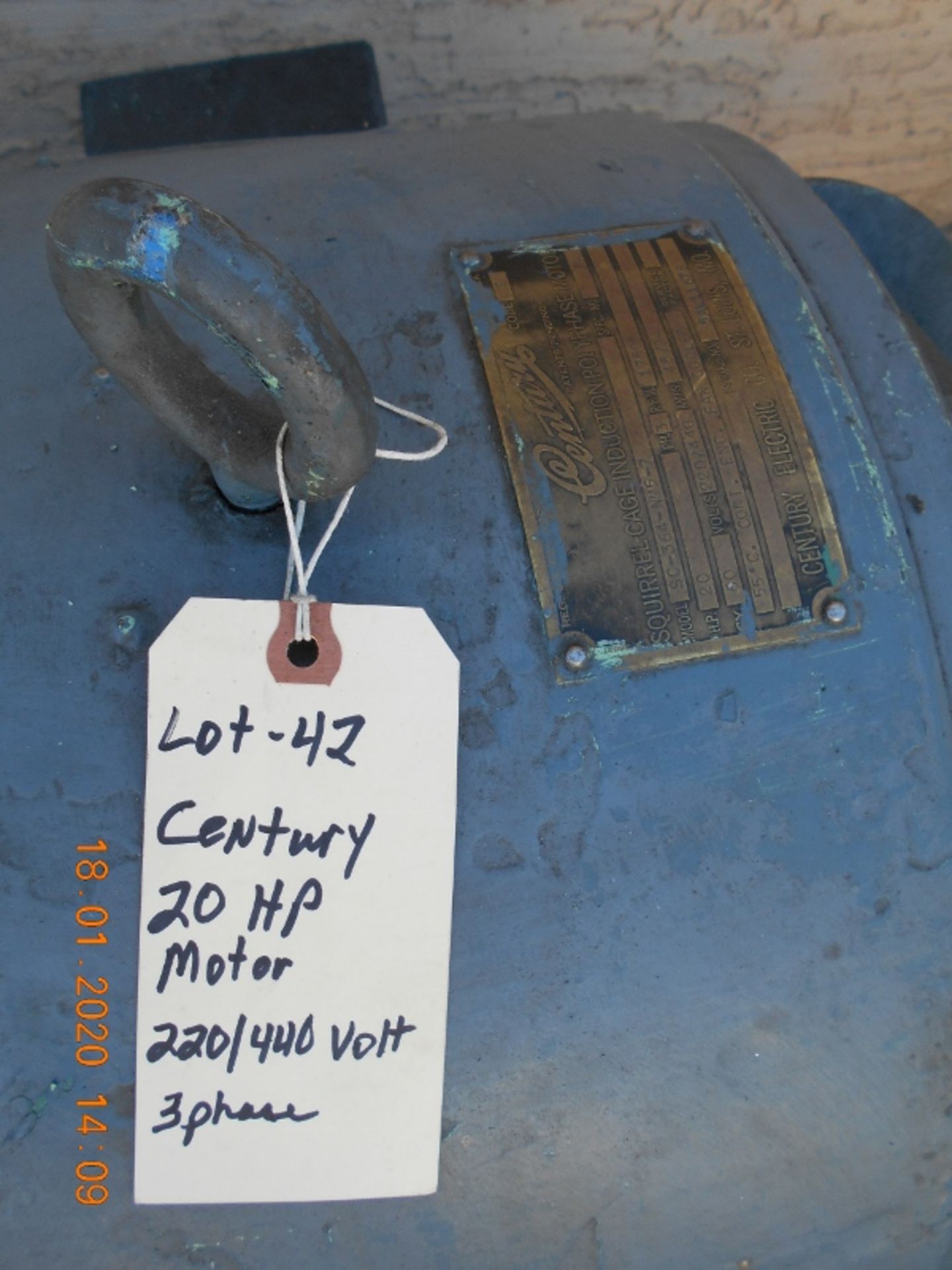 Century 20Hp Electric Motor 220/440 Volt 3 phase - Image 2 of 2