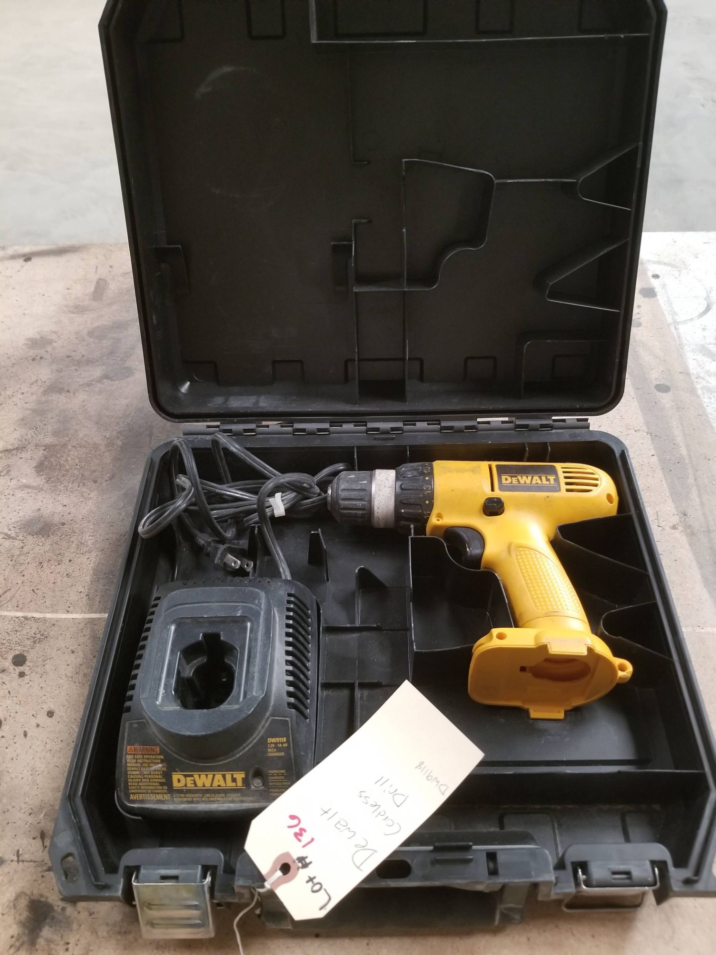 Dewalt Cordless Drill DW9118 in Plastic Case.