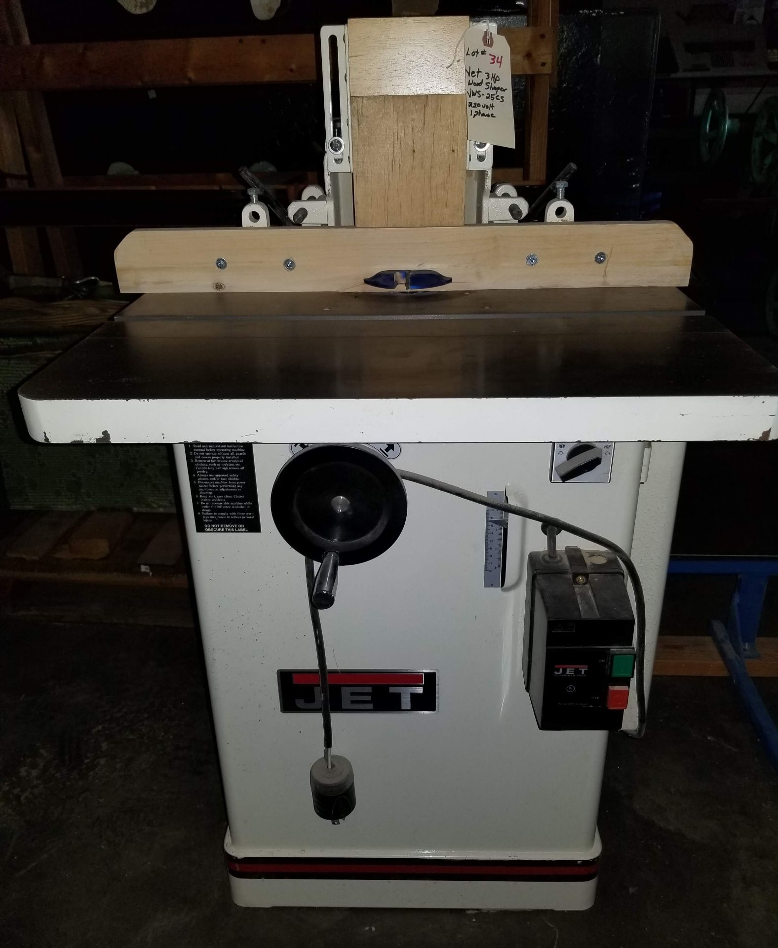 Jet 3hp Wood Shaper, Model # JW5-25CS, 3 Hp 220V 1ph