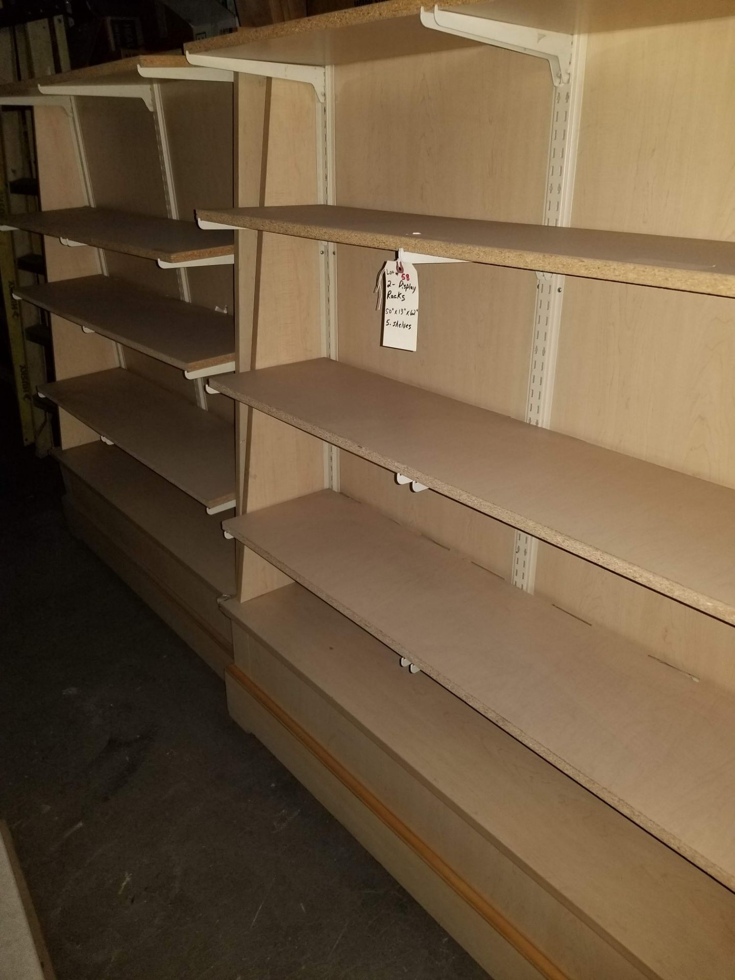 2 - Wood Display Racks 50"x13"x62" 5 Shelves - Image 2 of 4