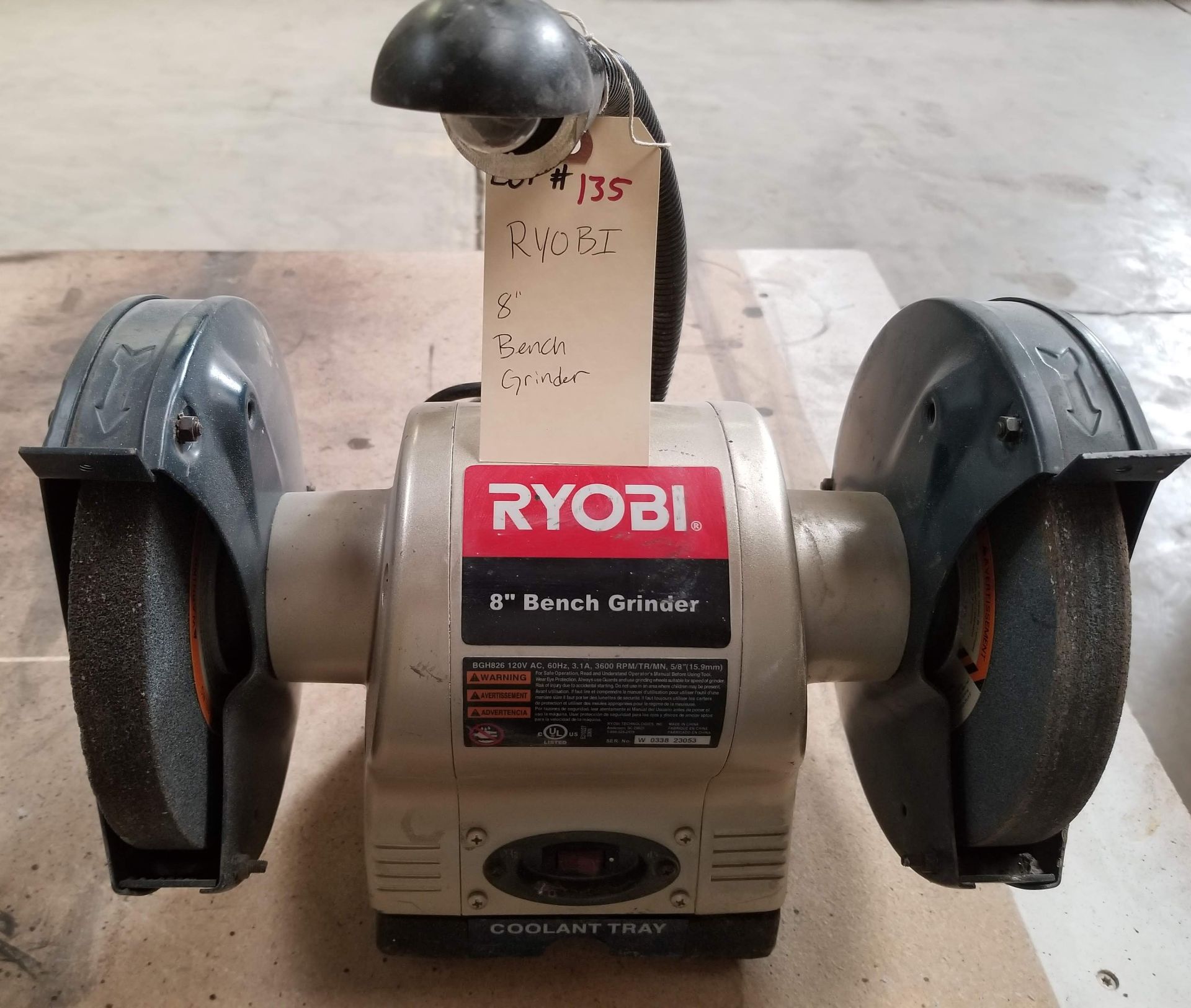 RYOBI 8" Bench Grinder, Model # BGH826 120V
