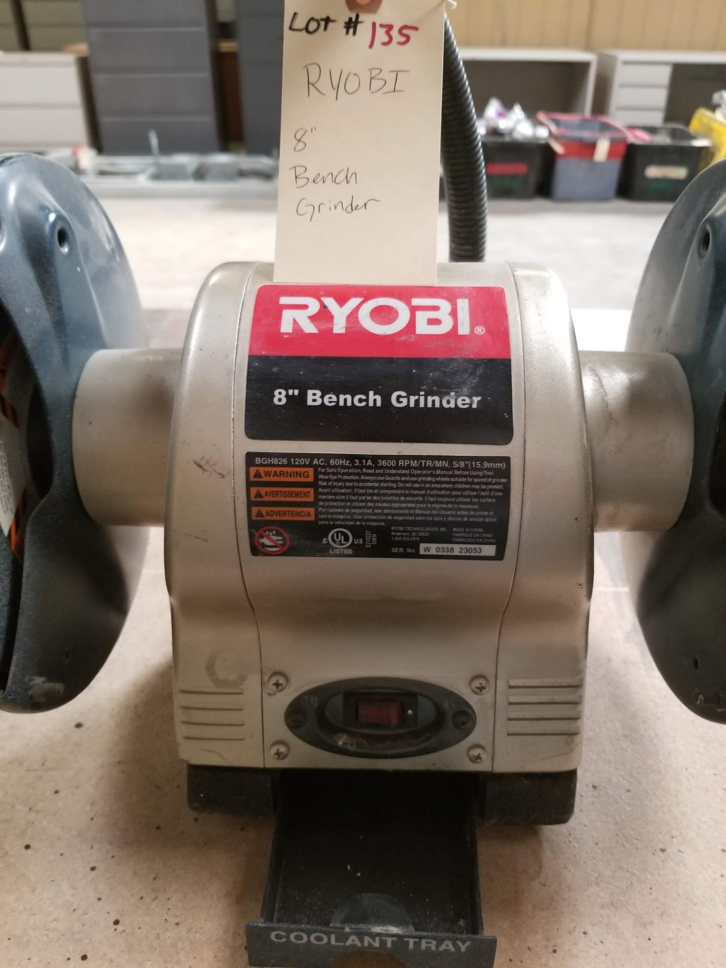 RYOBI 8" Bench Grinder, Model # BGH826 120V - Image 2 of 2