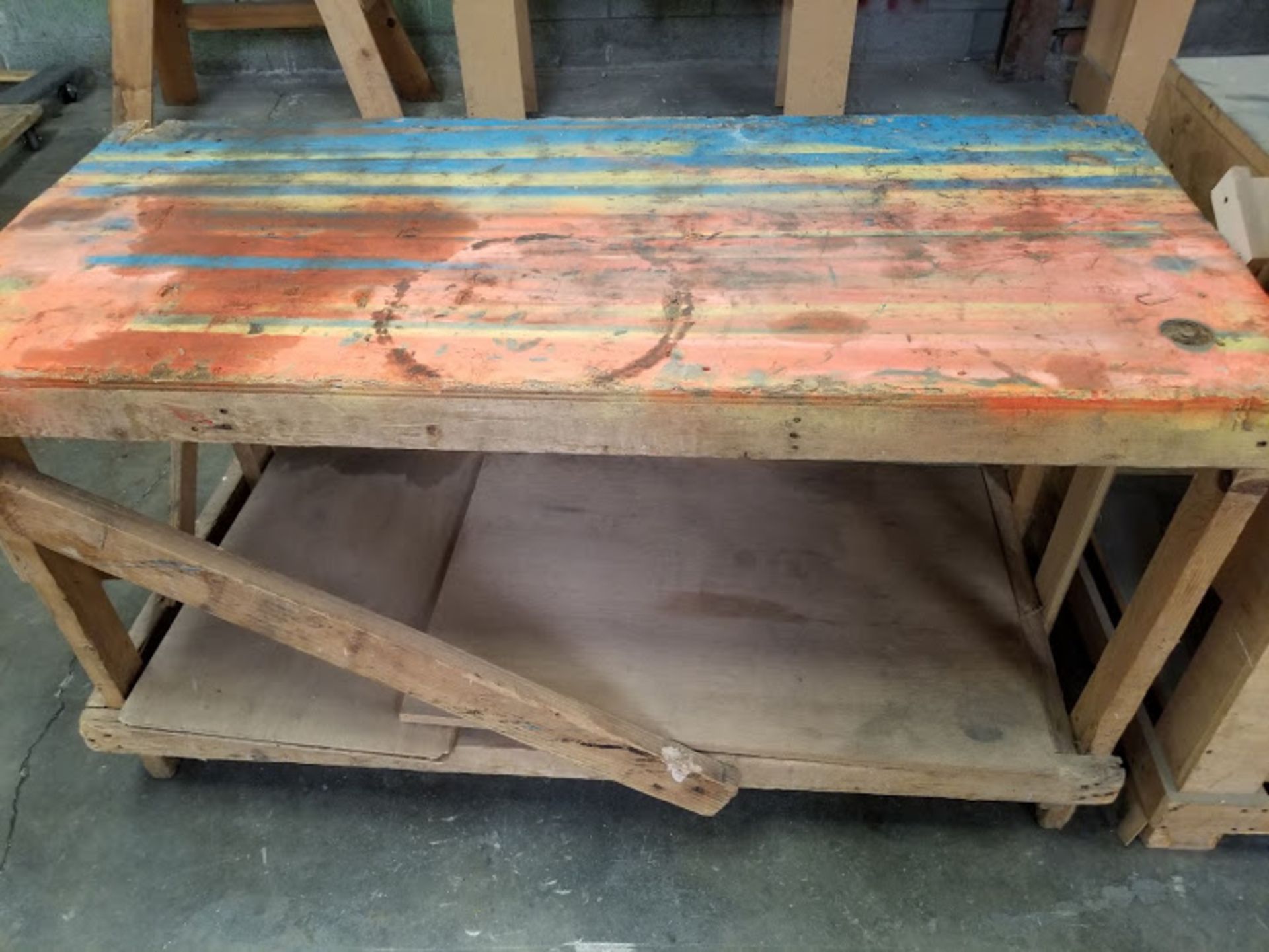 2 - Wooden Work Tables, 27" x 60" x 34" tall, 28" x 70" x 36" tall - Image 2 of 4