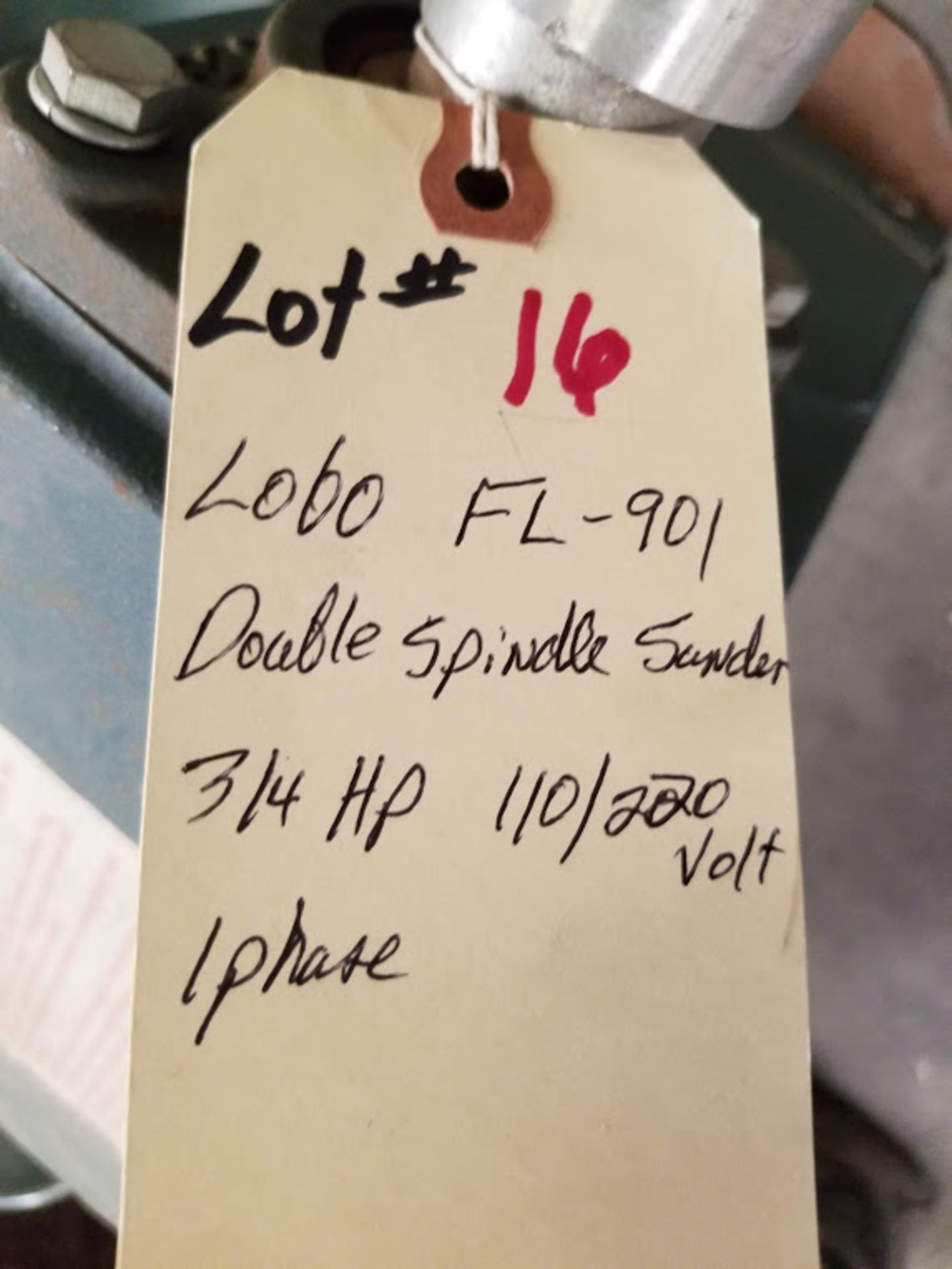 Lobo Double Spindle Sander Model FL-901 110/220 volt 3/4 hp 1 phase - Image 4 of 4