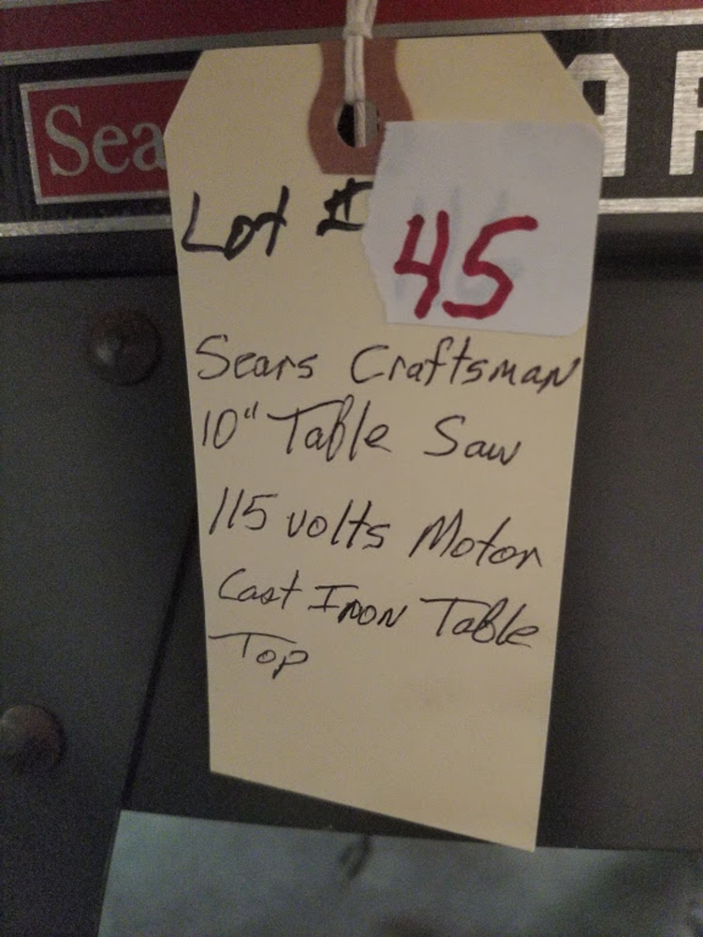 Sears Craftsman 10" Table Saw, 115 Volts Motor Cast Iron Table Top - Image 3 of 5