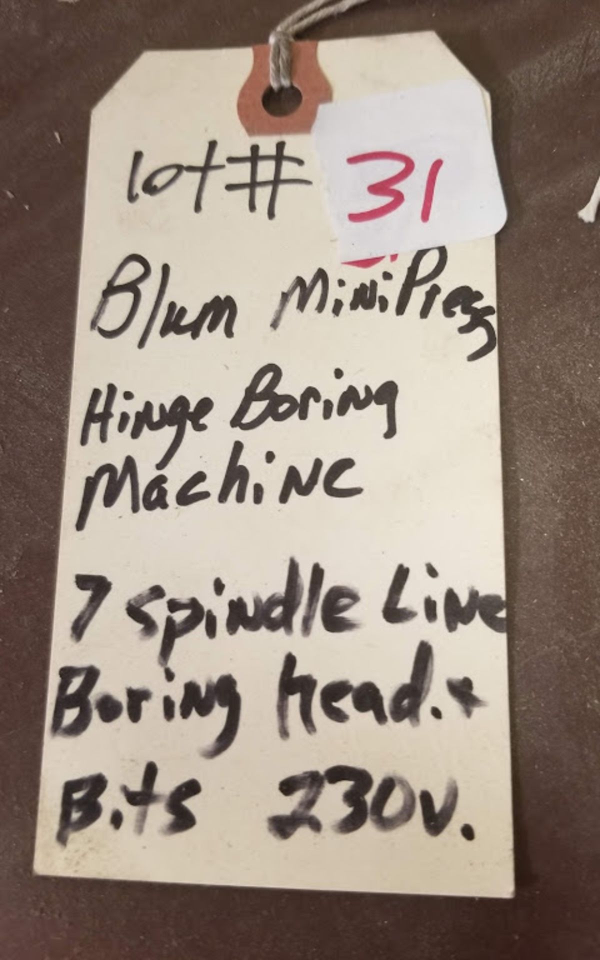 Blum MiniPress Hinge Boring Machine, 7 Spindle Line Boring Head + Bits, 230 Volts - Image 4 of 4