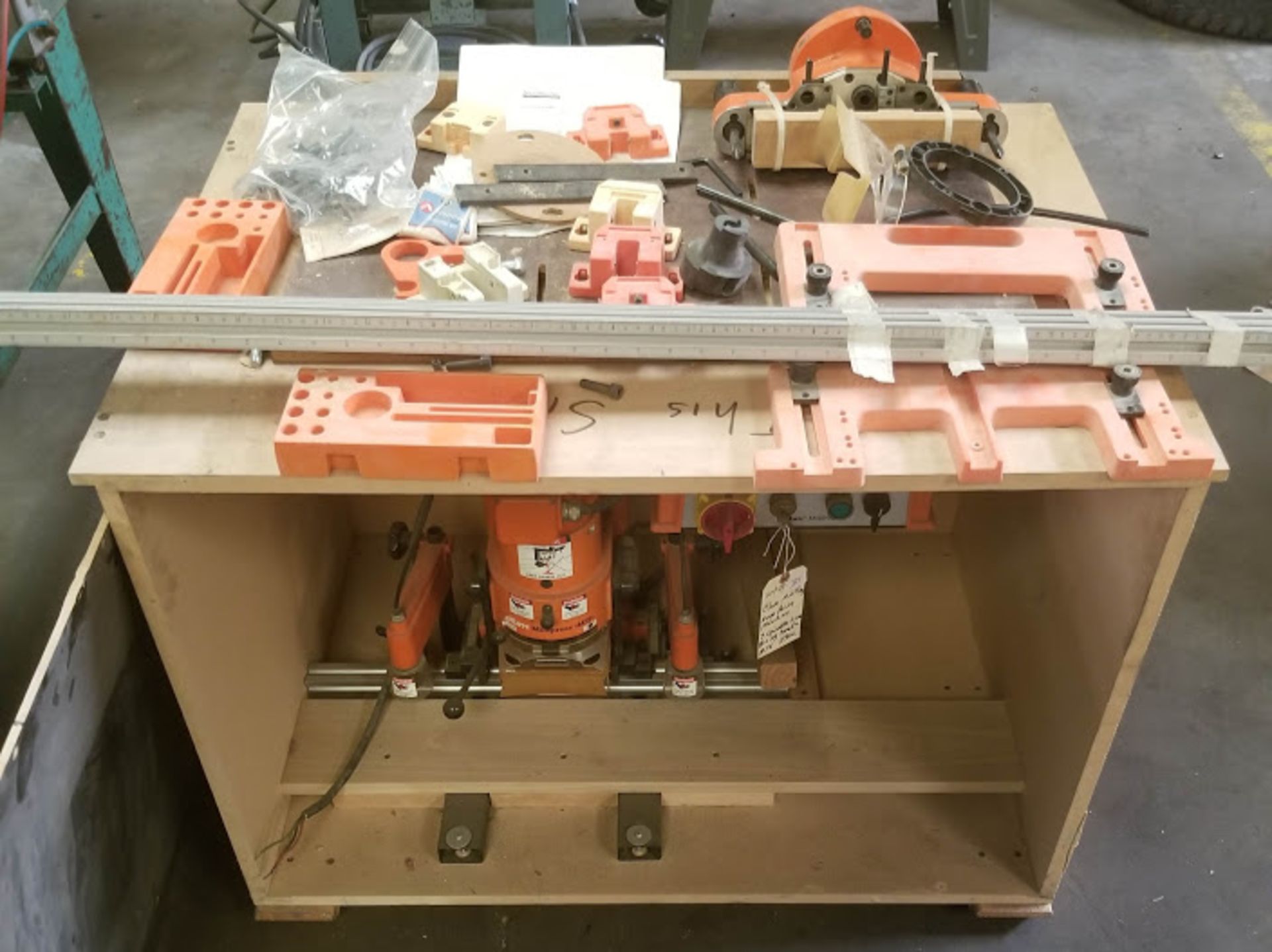 Blum MiniPress Hinge Boring Machine, 7 Spindle Line Boring Head + Bits, 230 Volts