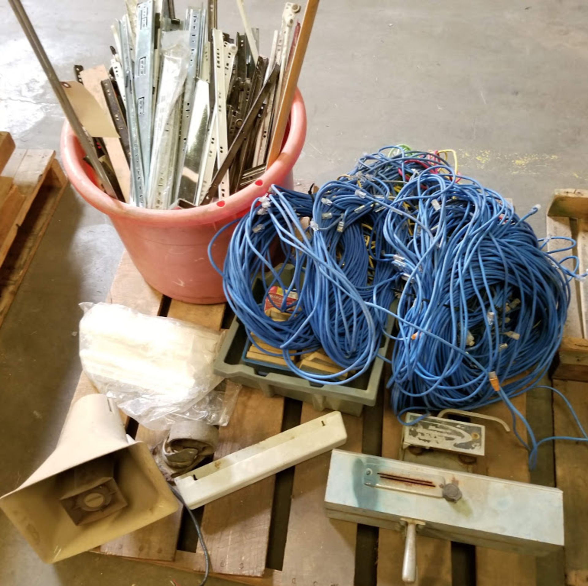 Pallet of: Misc: Drawer Slides, Network Cable, Air Horn & Sanding Sponges - Image 2 of 2