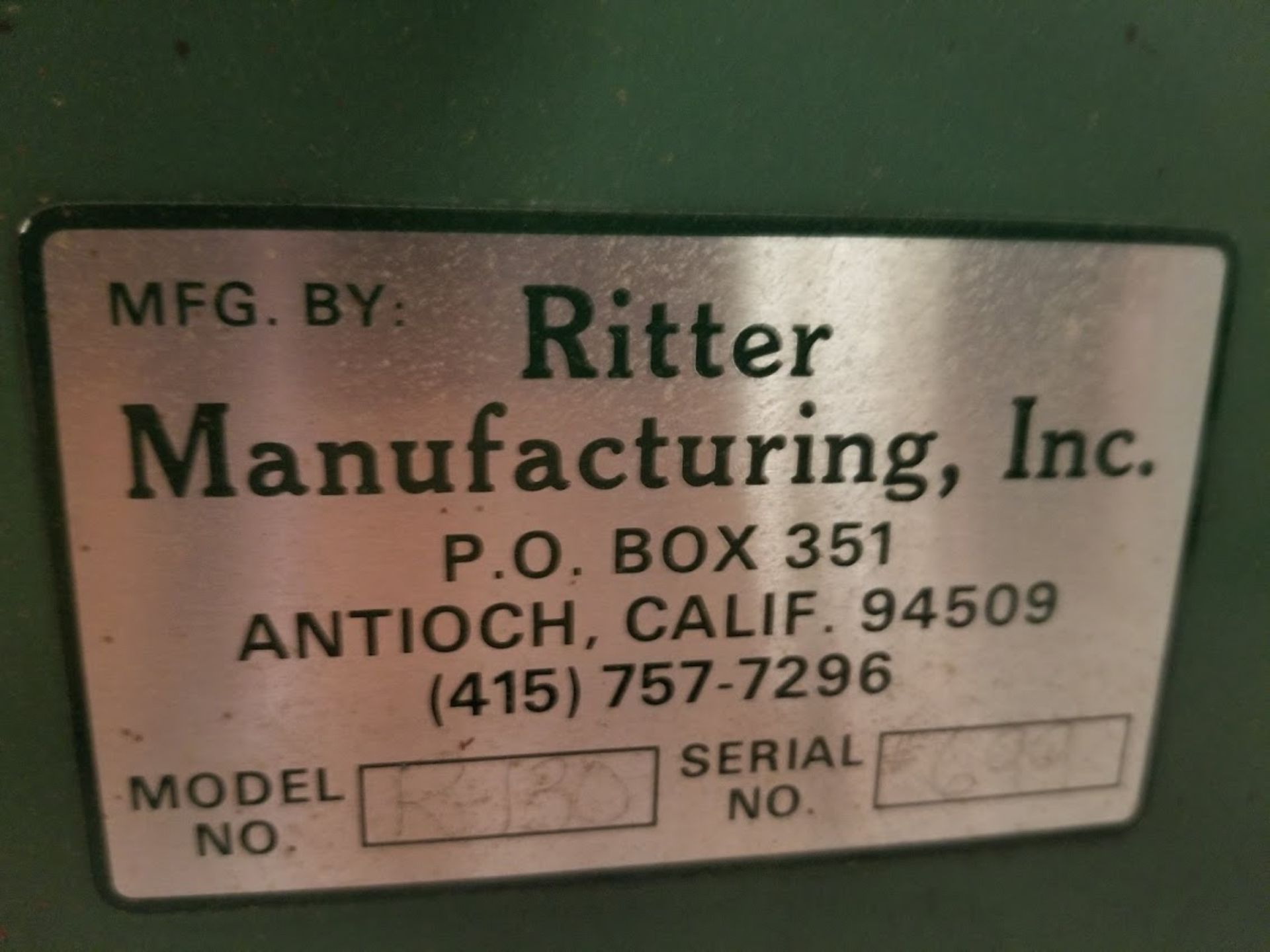 Ritter 1 Spindle Horizonal Boring Machine w/Pneumatic Foot Pedal .75HP 115/230V 1 PH - Image 3 of 4