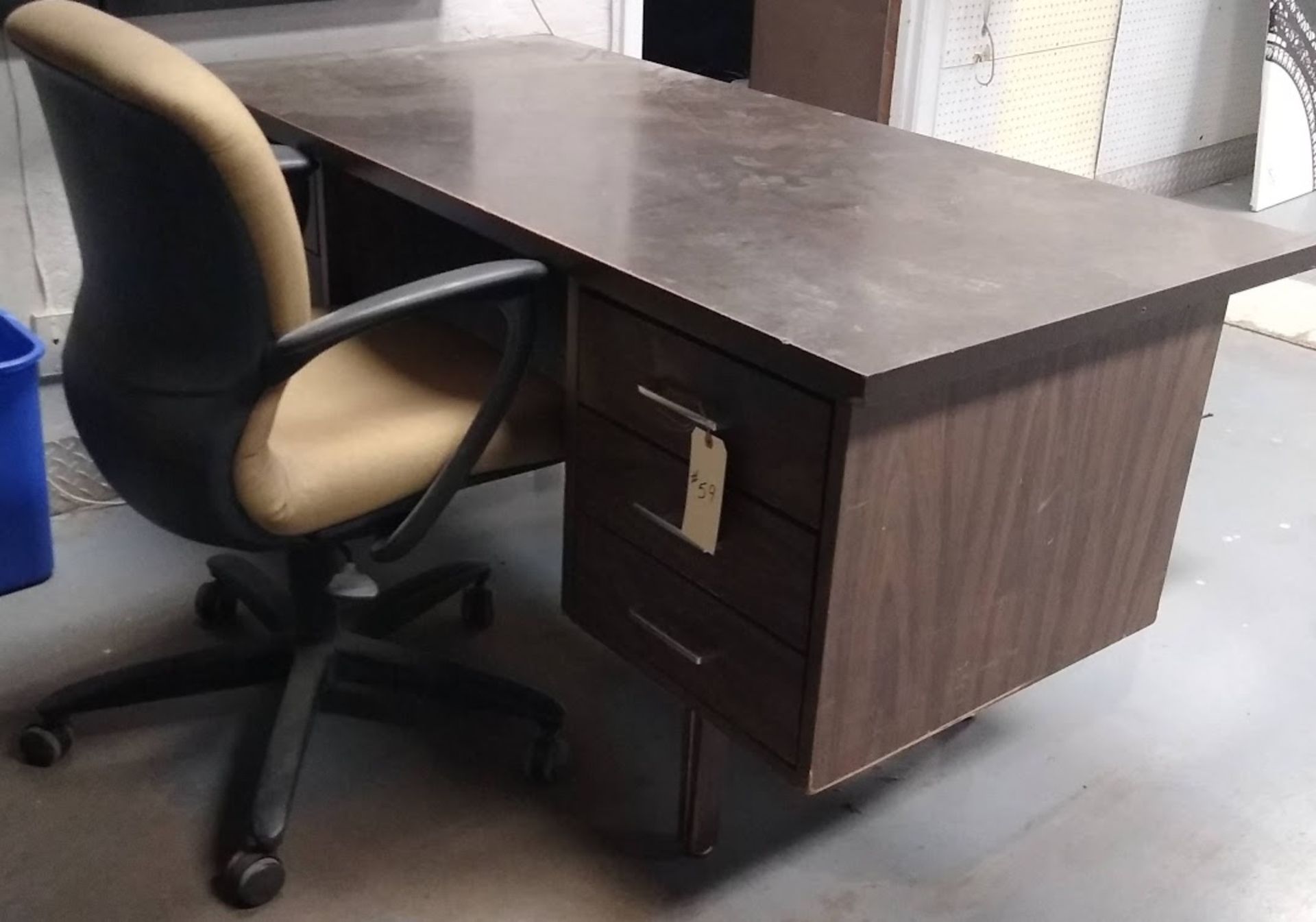 Wooden Office Desk (5 Drawer) w/ Rolling Swivel Office Chair
