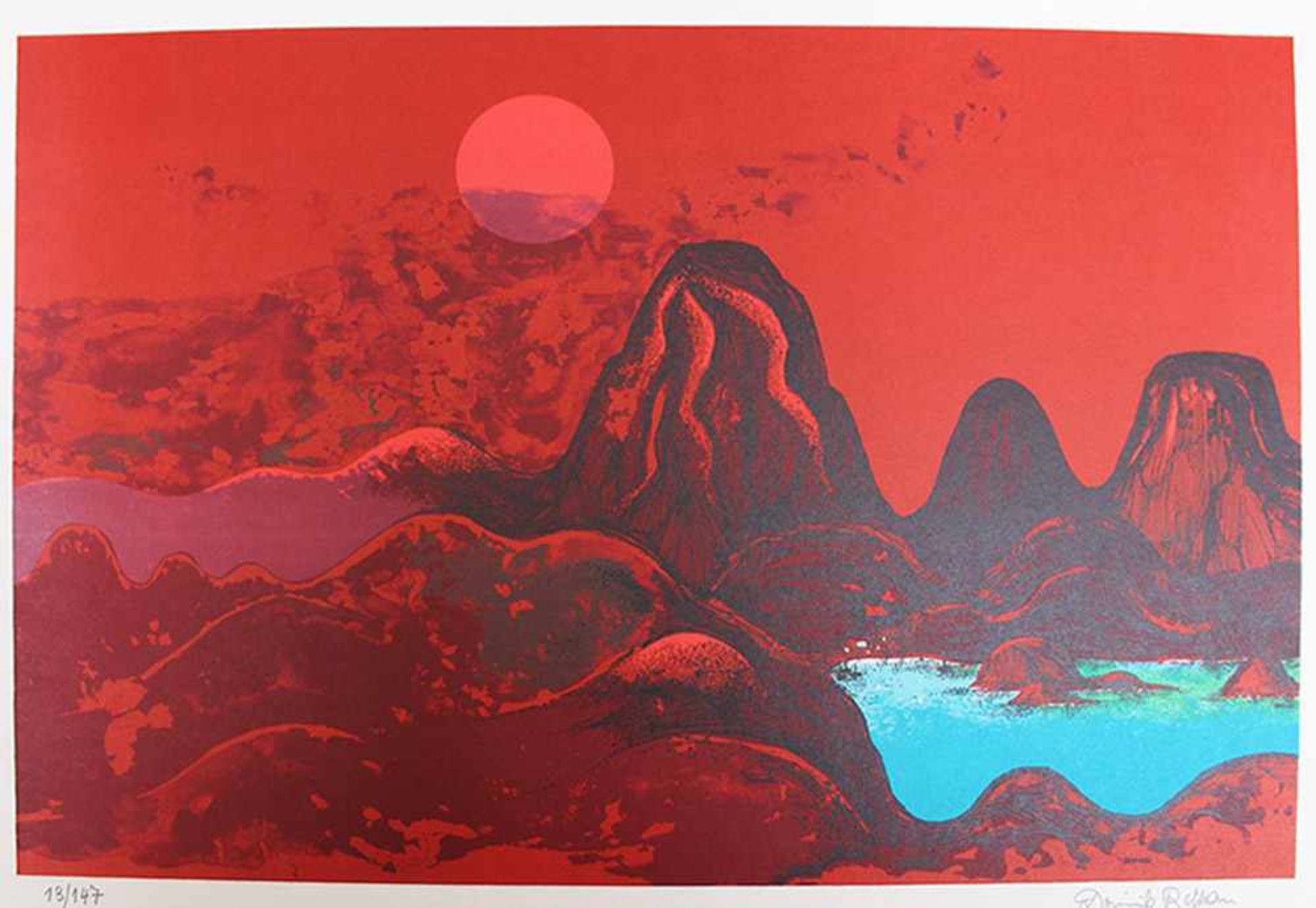 Dominik Rebhan (born 1929), Landscape, colour lithograph on paper.35 x 48 cmDieses Los wird in einer