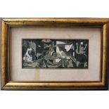 Guernica colour print, signed Dan Breus; framed, under glass.36x15cmDieses Los wird in einer