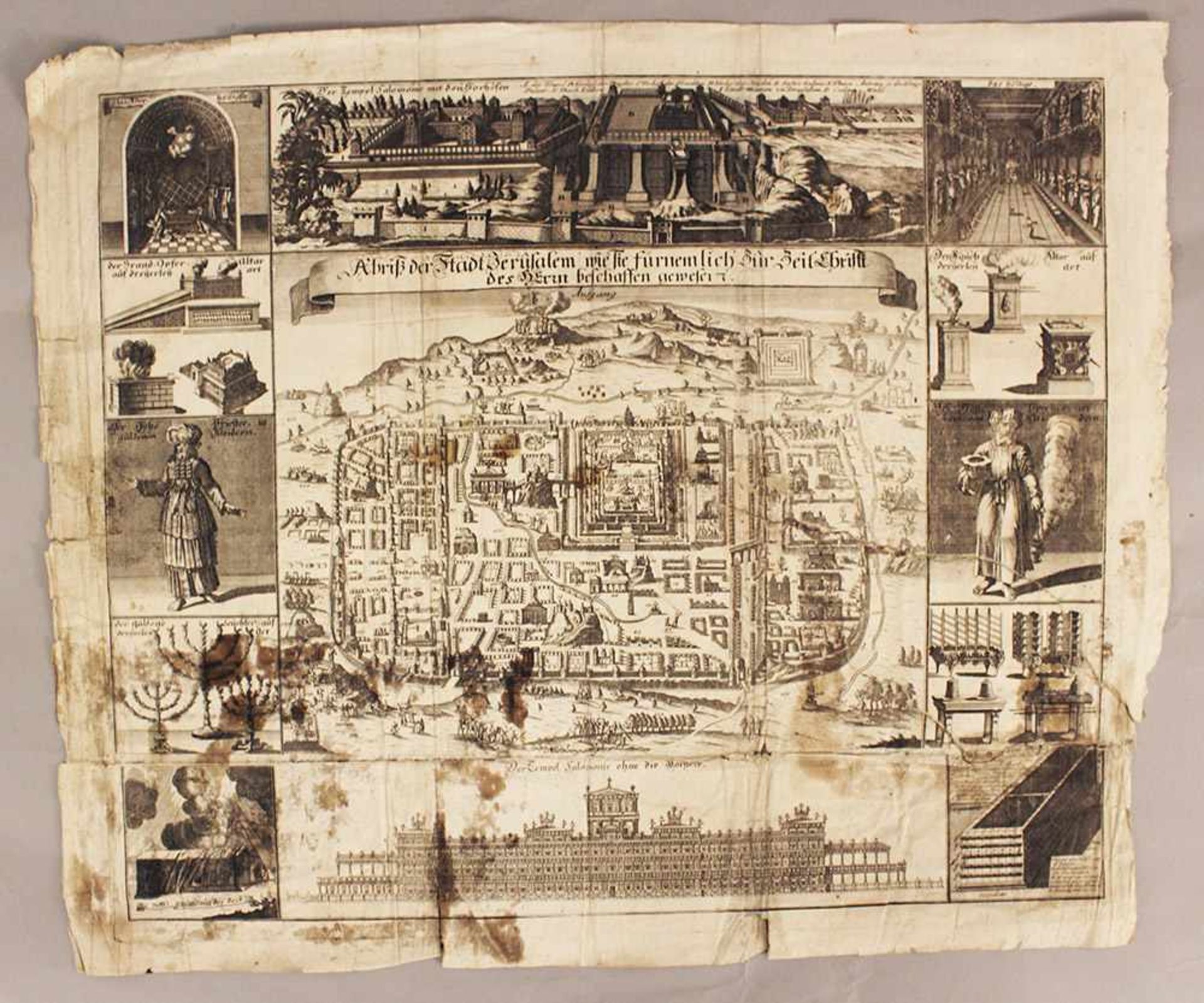 Copper Print, Jerusalem with sanctuaries, German or Austrian, around 1700.140 x 50 cmDieses Los wird