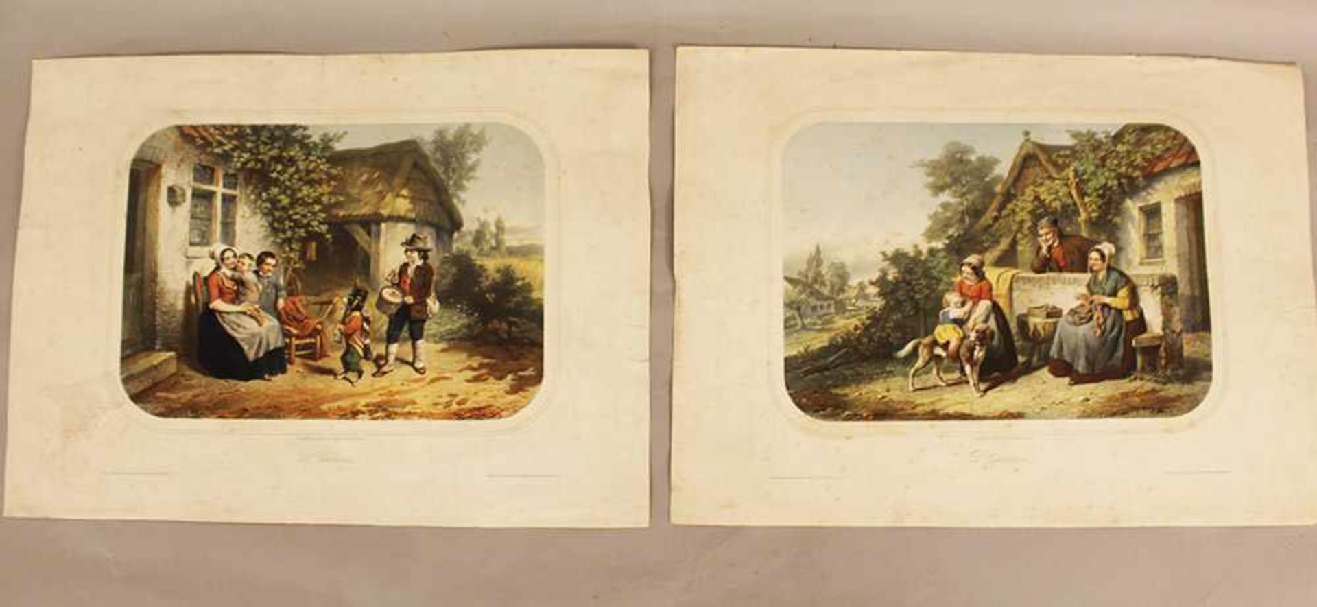 Two French Colour Lithographies after Dillens, by Desmaisons – Coversson Paris, 19th Century.47 x 60