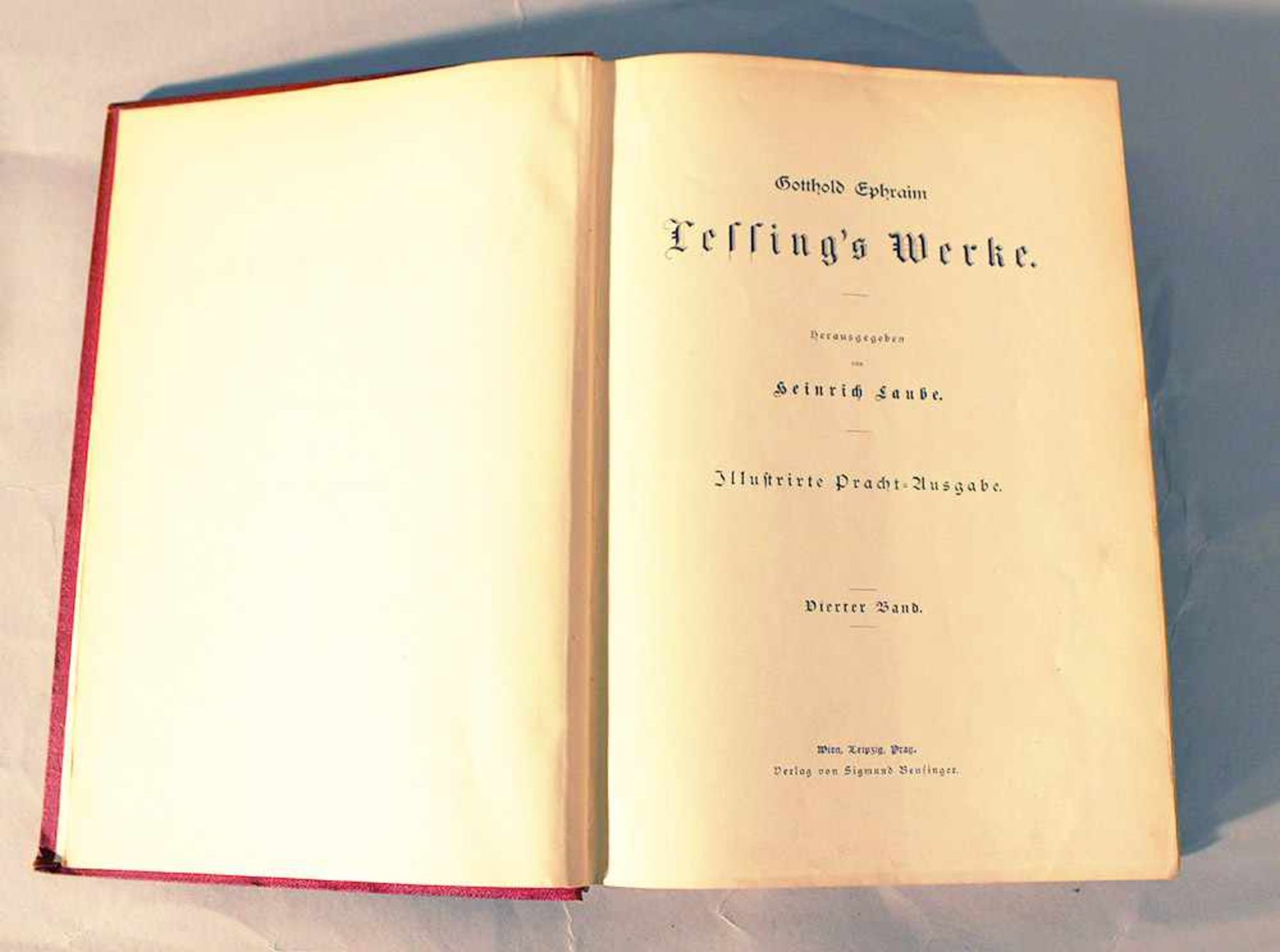 Lessings Werke, edited by Heinrich Laube, published by Sigmund Bensinger, 19th Century. 5 Volumes in - Bild 2 aus 3