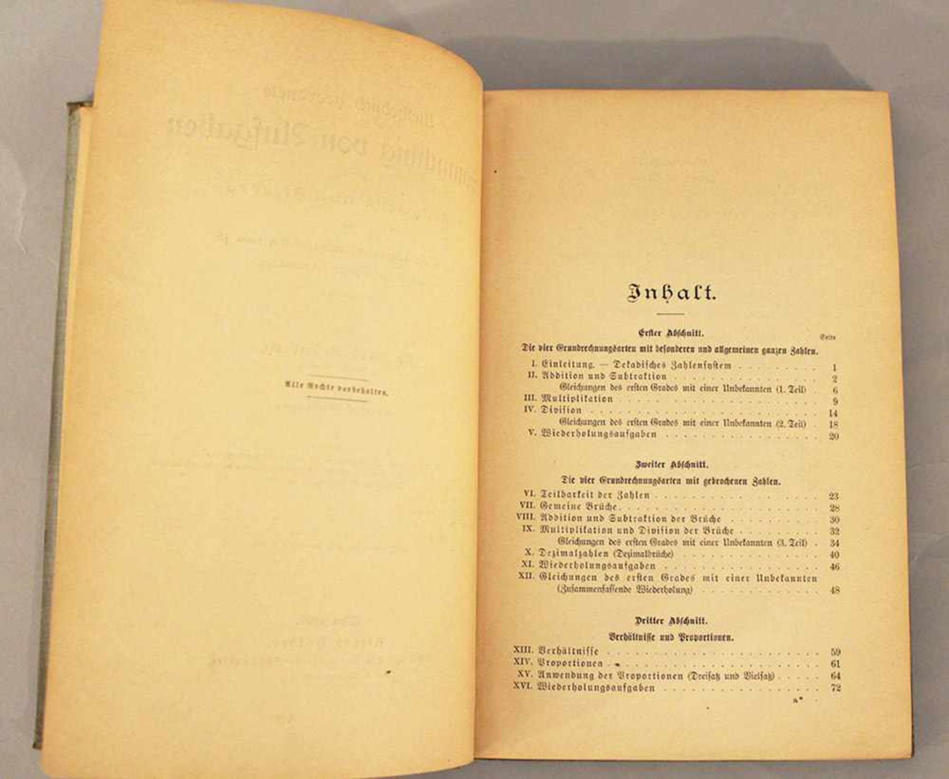 Karl Rosenberg, Arithmetic and Algebra, Vienna 1907.22,5 x 15 cmDieses Los wird in einer online- - Bild 3 aus 3