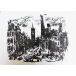 Hans Fronius (1903- 1988), Town, lithography on paper, on the reverse estate stamp.50 x 65