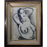 Unknown artist 20th Century, Female half nude, described bottom right, watercolour on paper; framed,