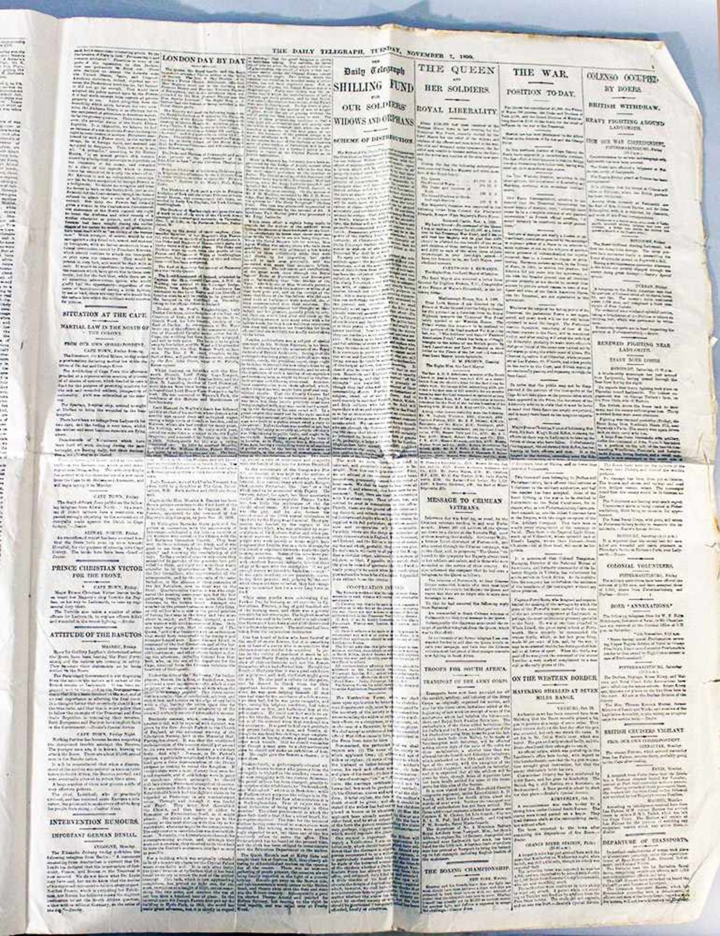 The Daily Telegraph, London Tuesday, 7th November 1899, Nr. 13.885.Dieses Los wird in einer online- - Bild 3 aus 3