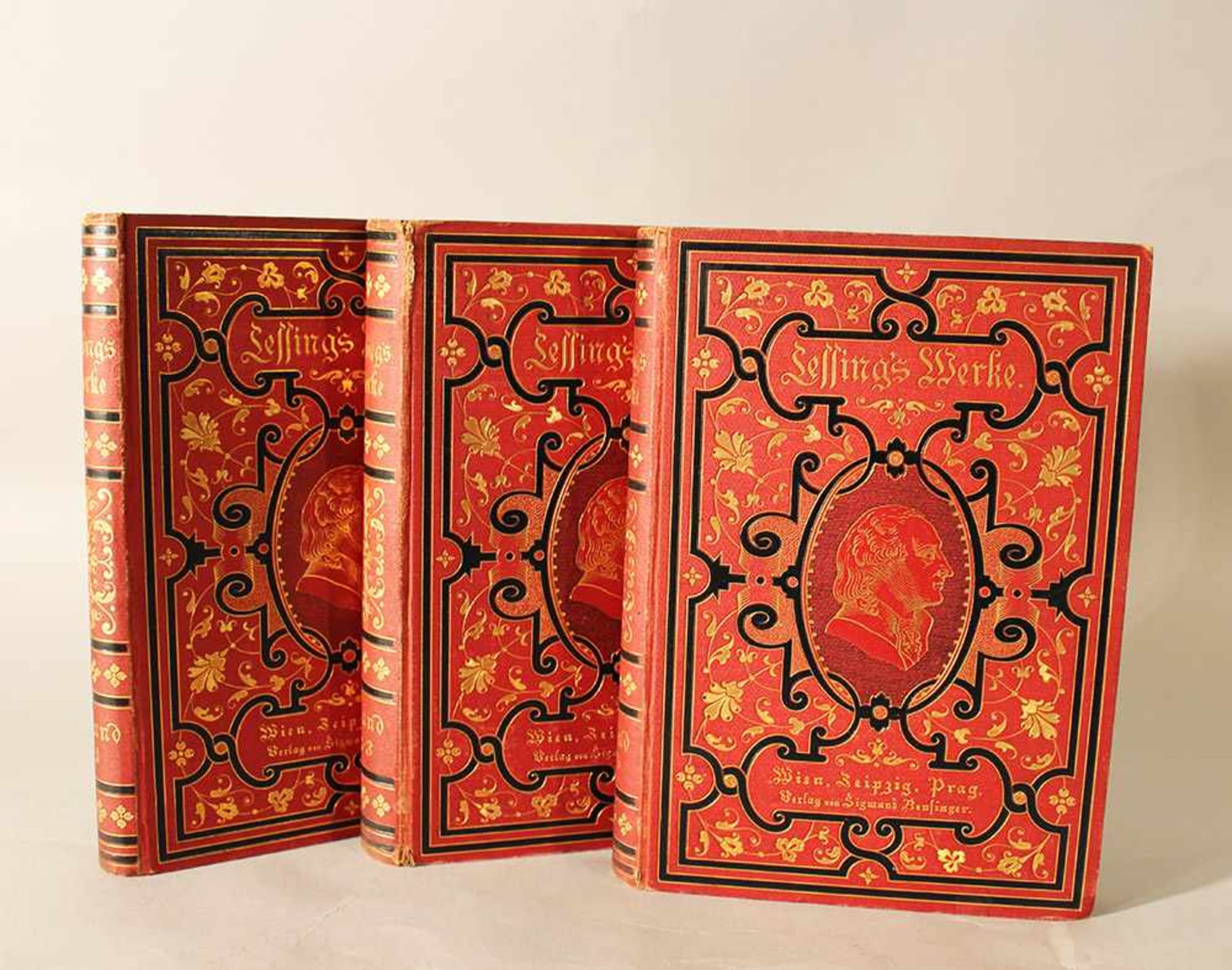 Lessings Werke, edited by Heinrich Laube, published by Sigmund Bensinger, 19th Century. 5 Volumes in