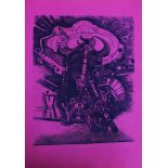 Artist 20th Century, composition, etching on pink paper.70 x 50 cmDieses Los wird in einer online-