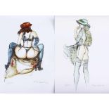 Dina Larot (born 1942), two female half nudes, etchings on paper.67 x 48cmDieses Los wird in einer